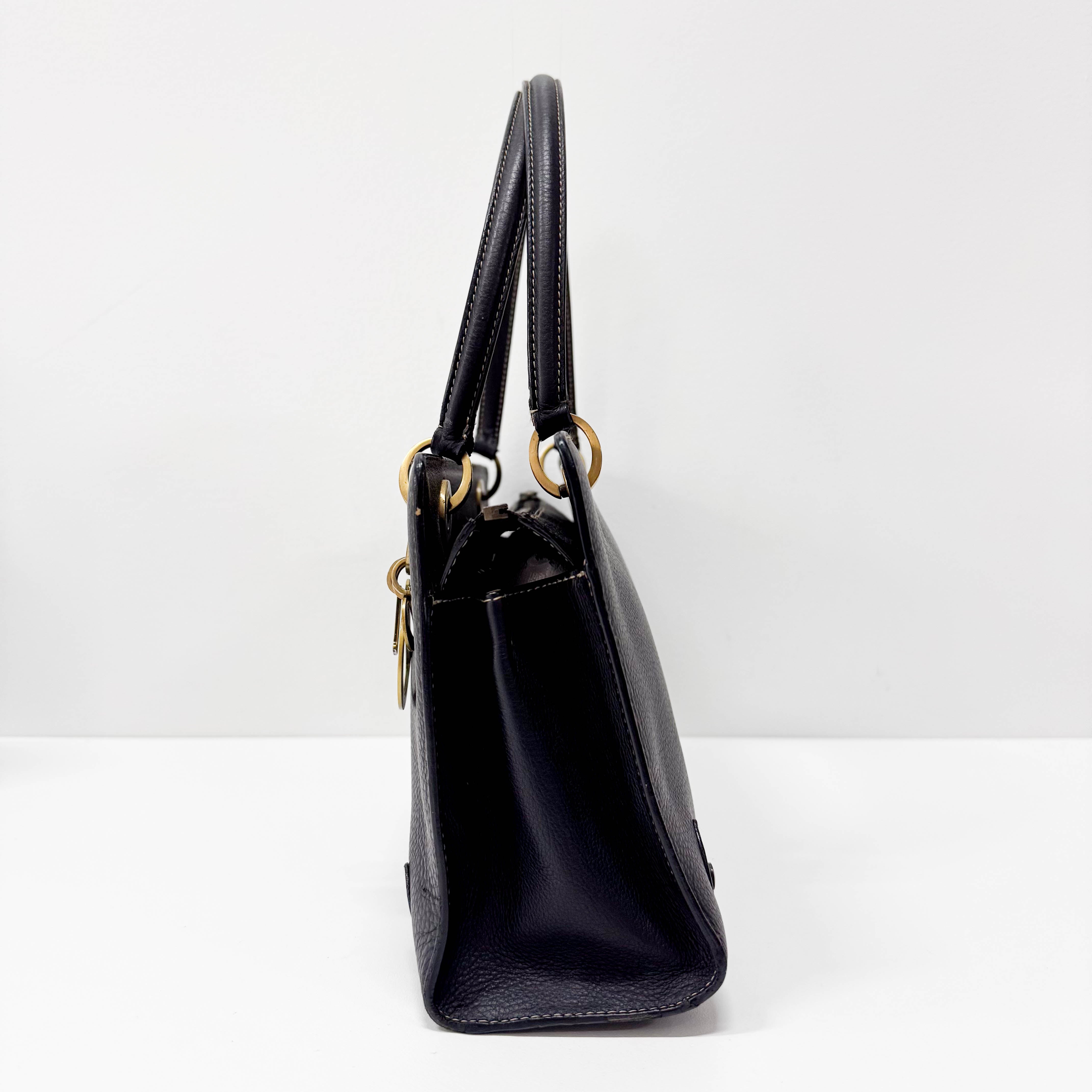 Archive Black Leather Charms Shoulder Bag