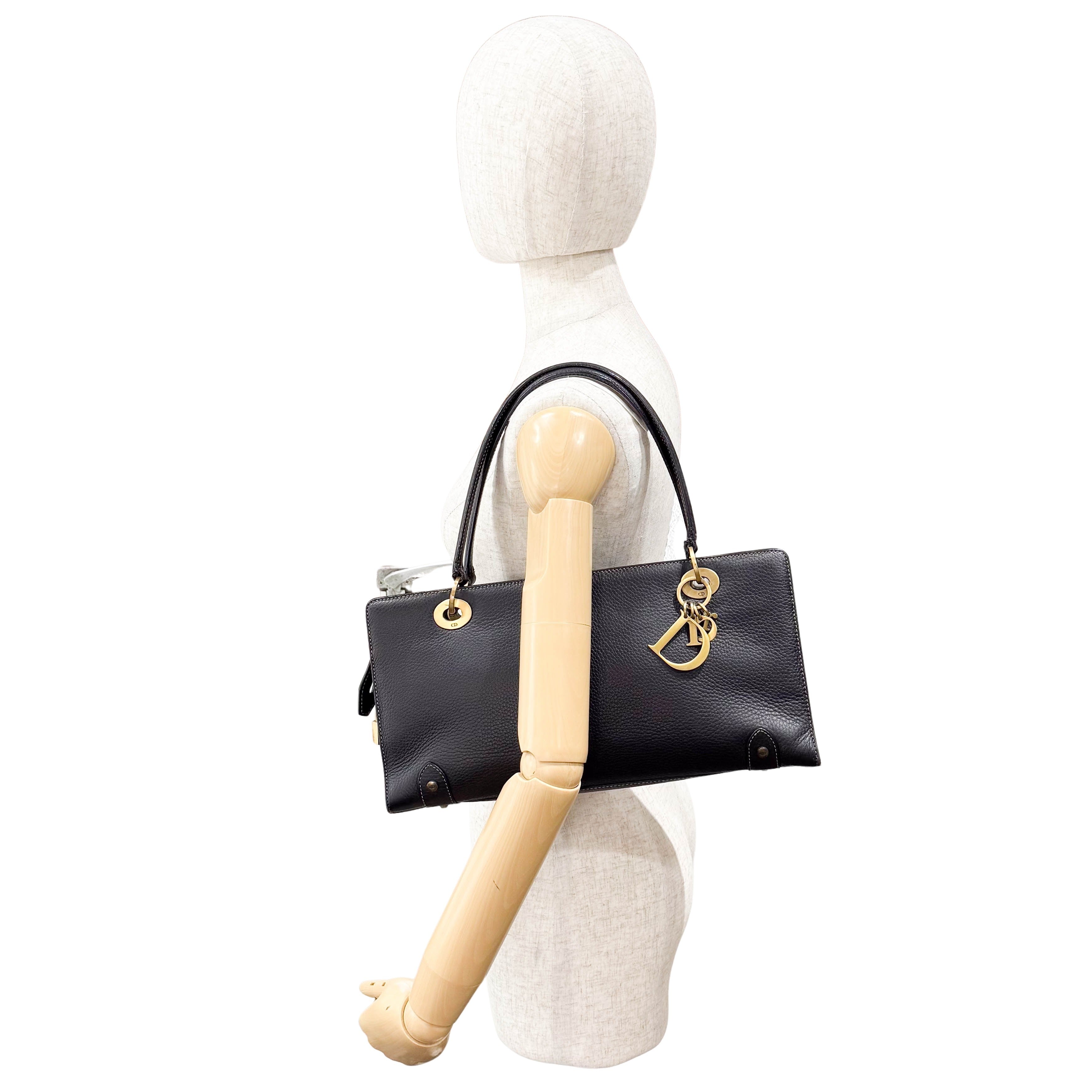 Archive Black Leather Charms Shoulder Bag