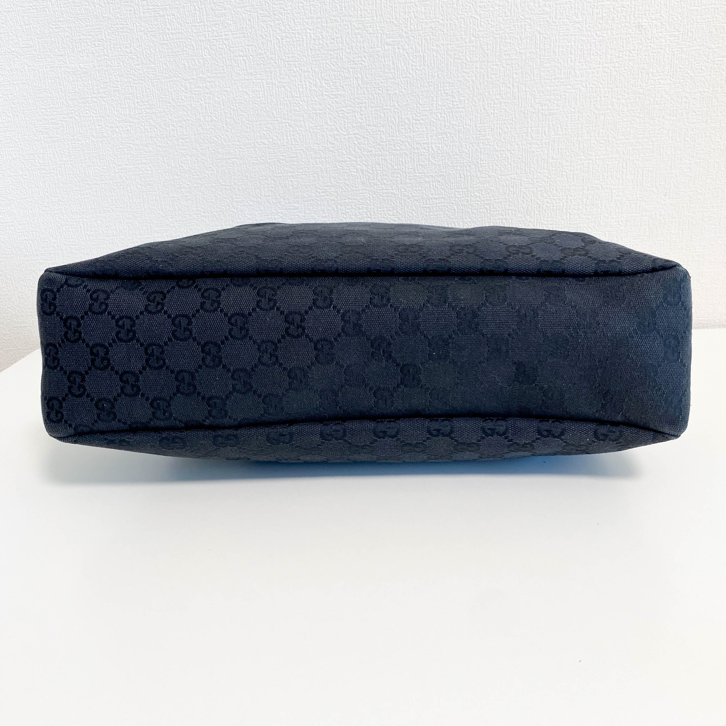 GG Canvas Hobo Black Horsebit Shoulder Bag