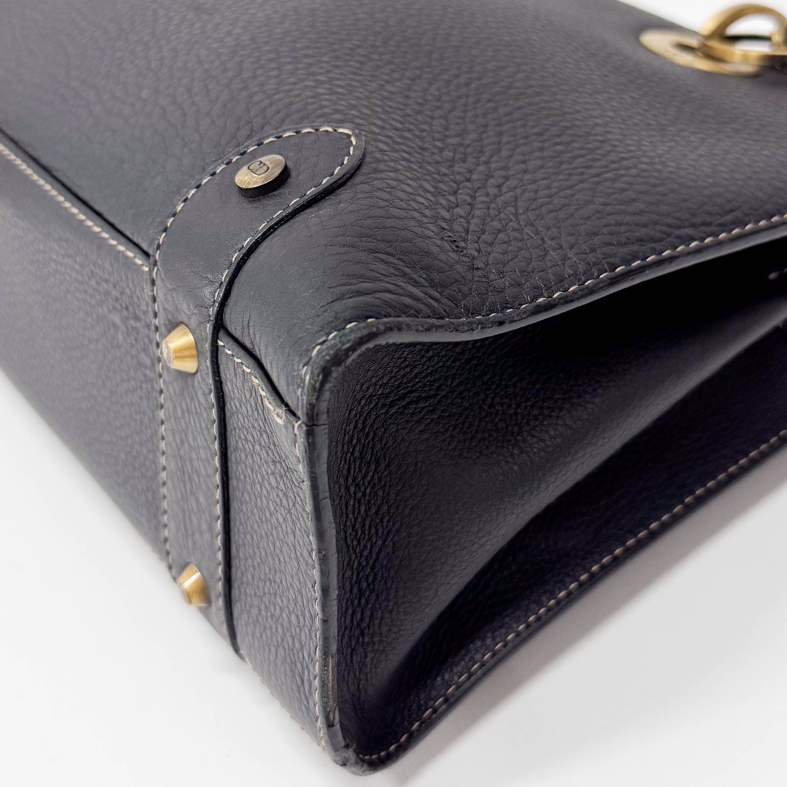 Archive Black Leather Charms Shoulder Bag