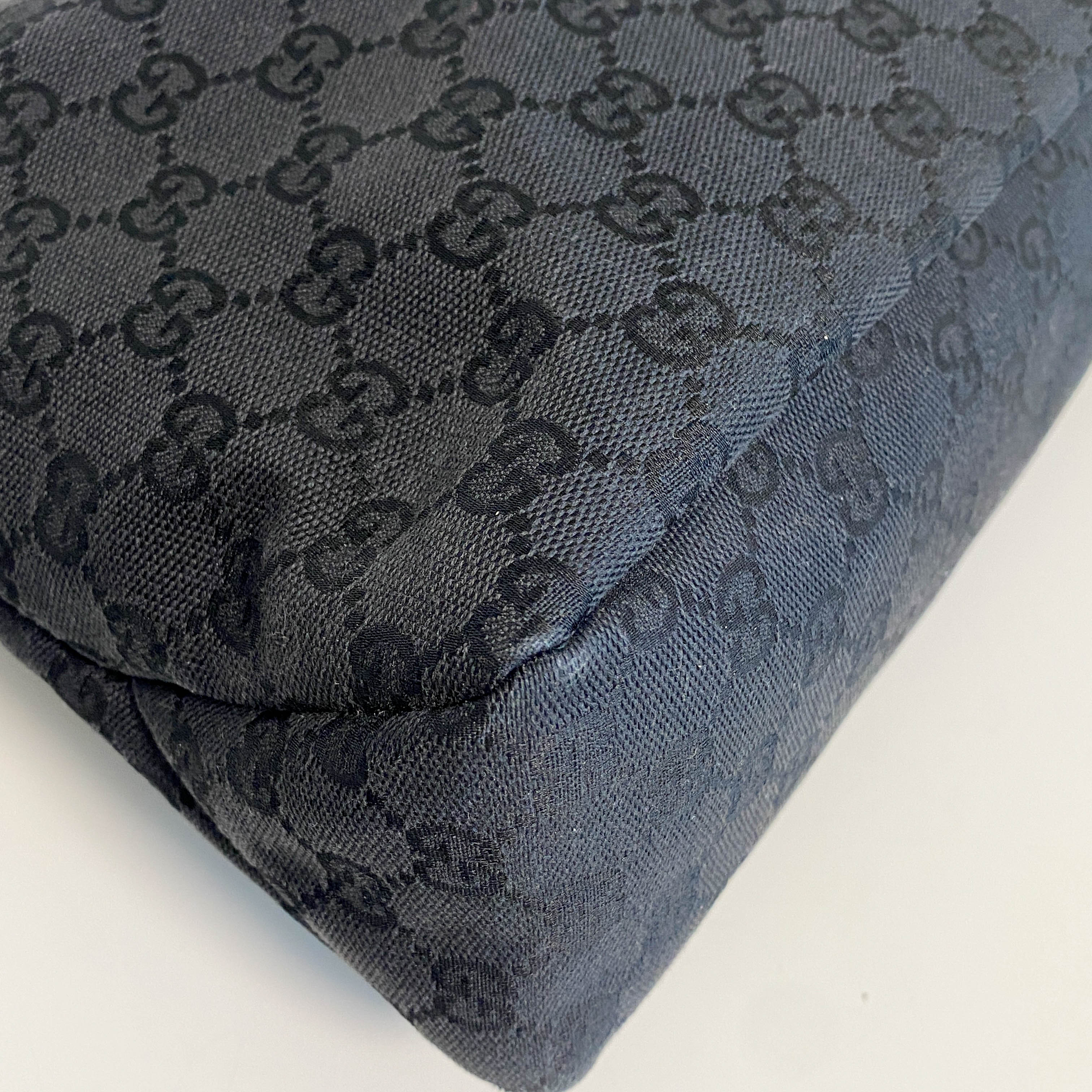 GG Canvas Hobo Black Horsebit Shoulder Bag