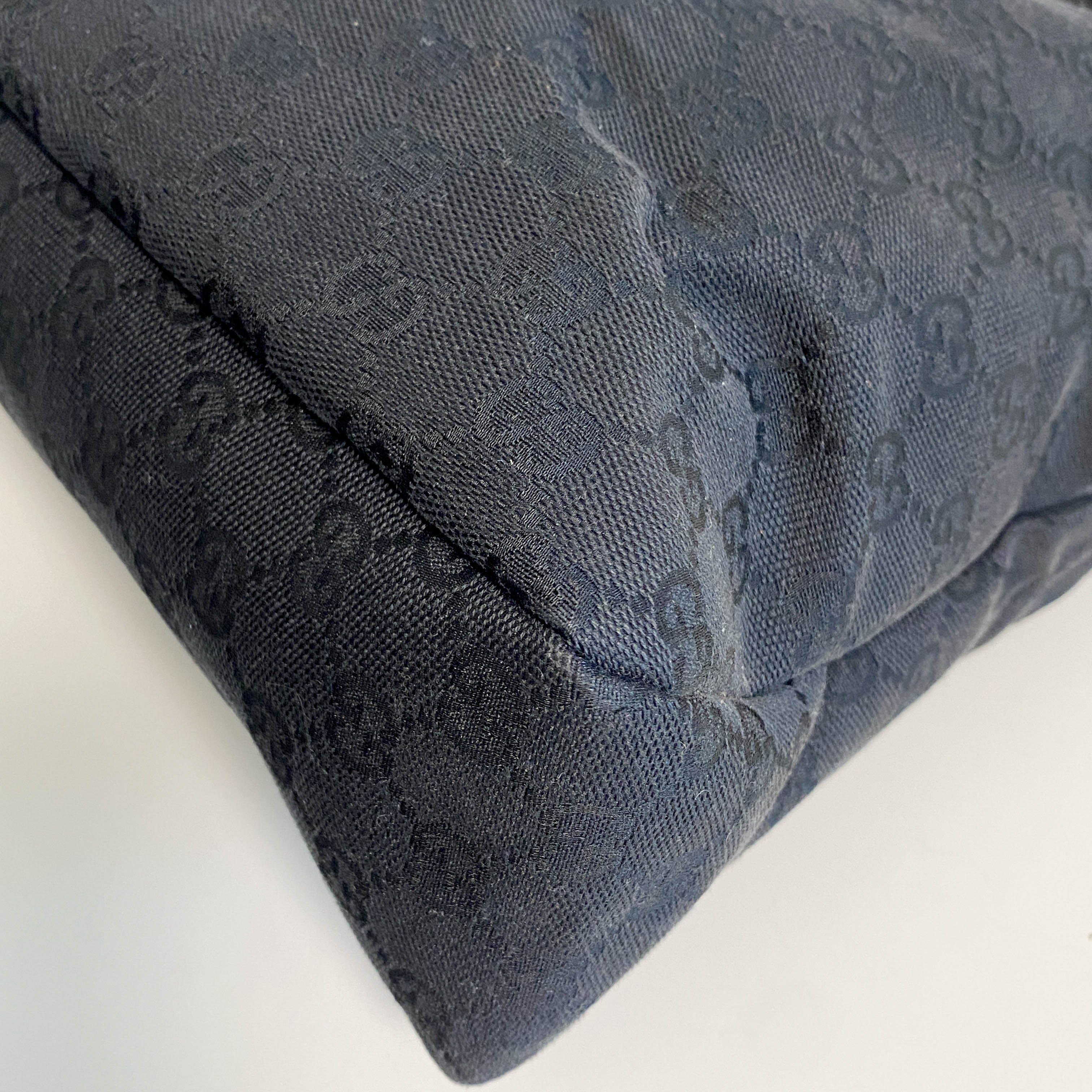 GG Canvas Hobo Black Horsebit Shoulder Bag