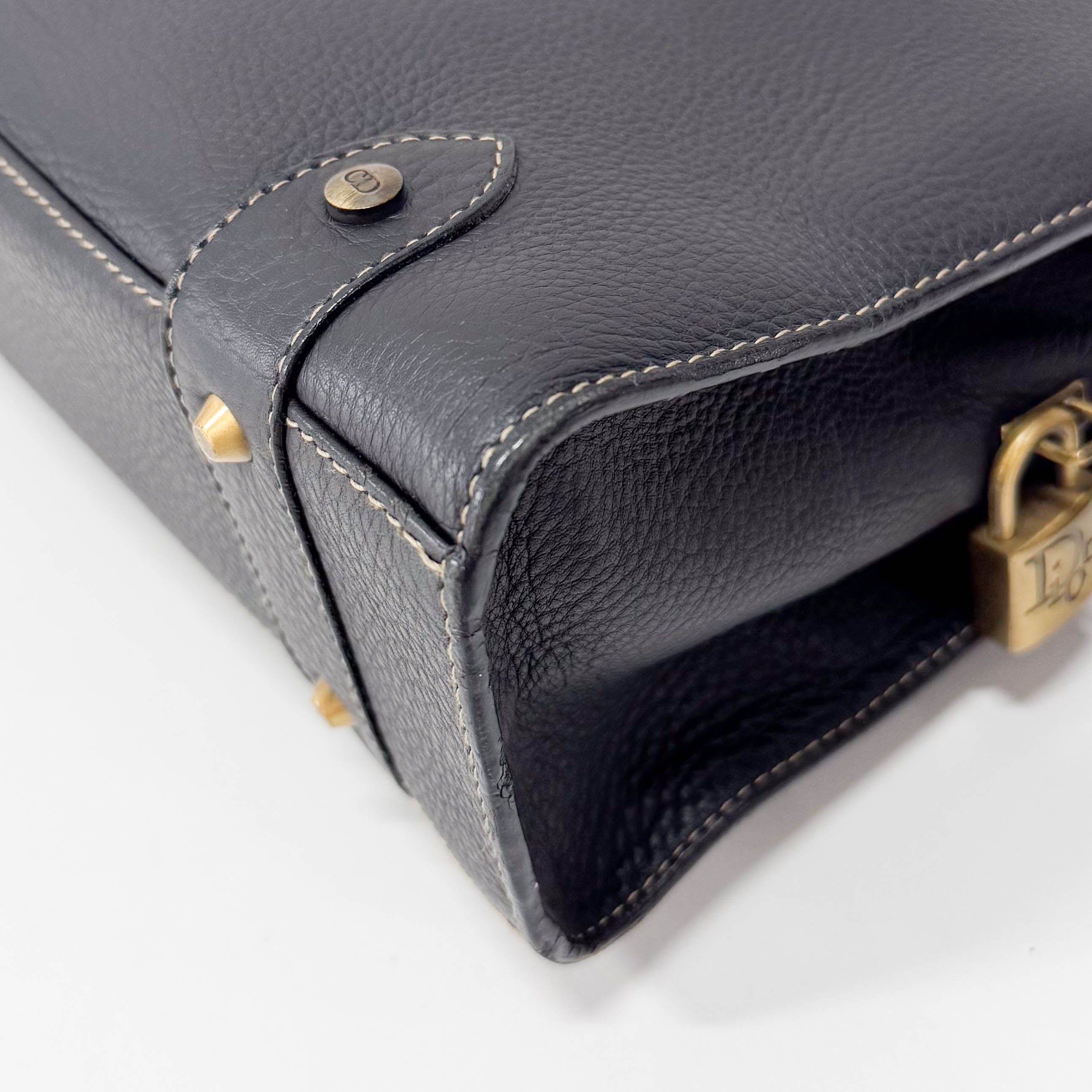 Archive Black Leather Charms Shoulder Bag