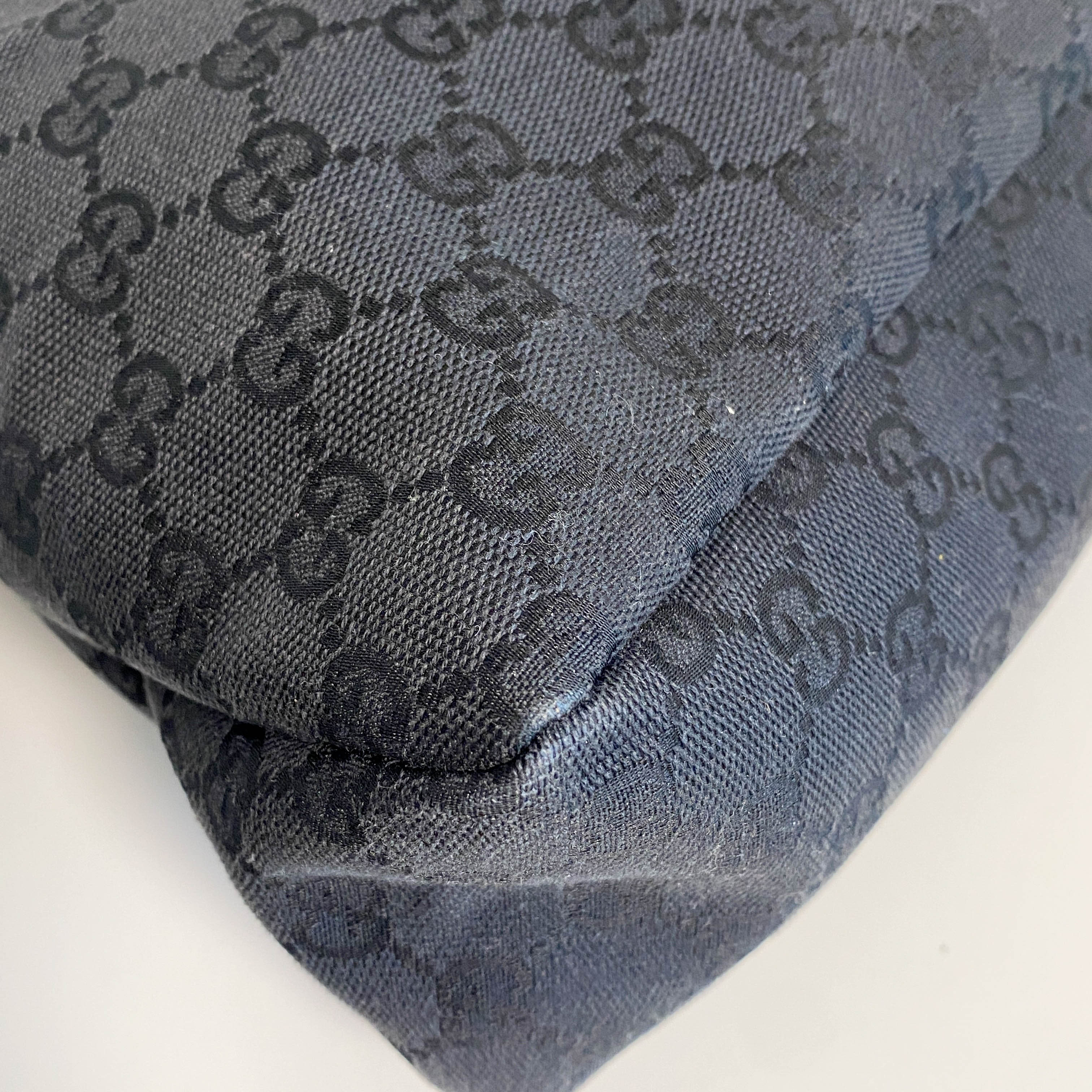 GG Canvas Hobo Black Horsebit Shoulder Bag