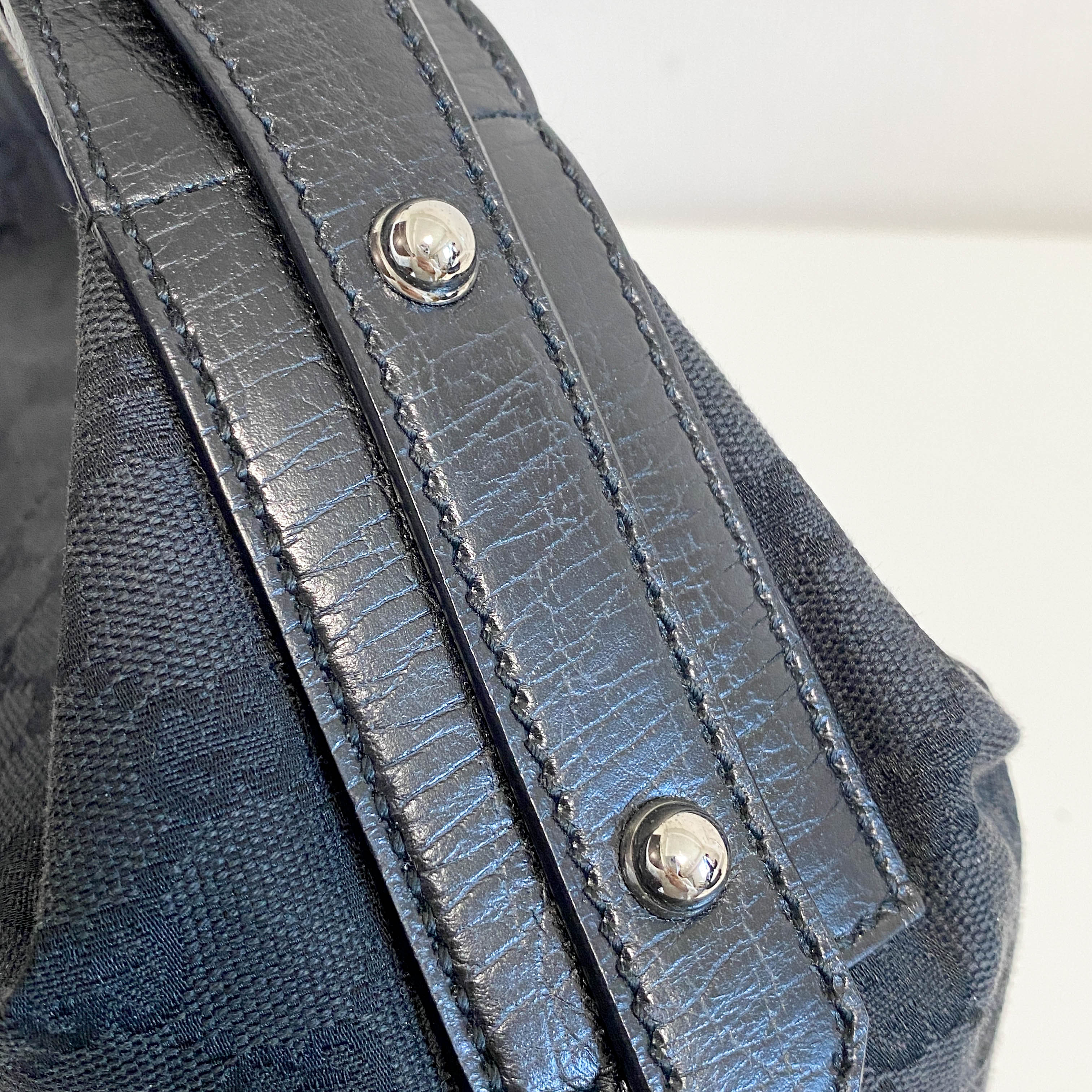 GG Canvas Hobo Black Horsebit Shoulder Bag