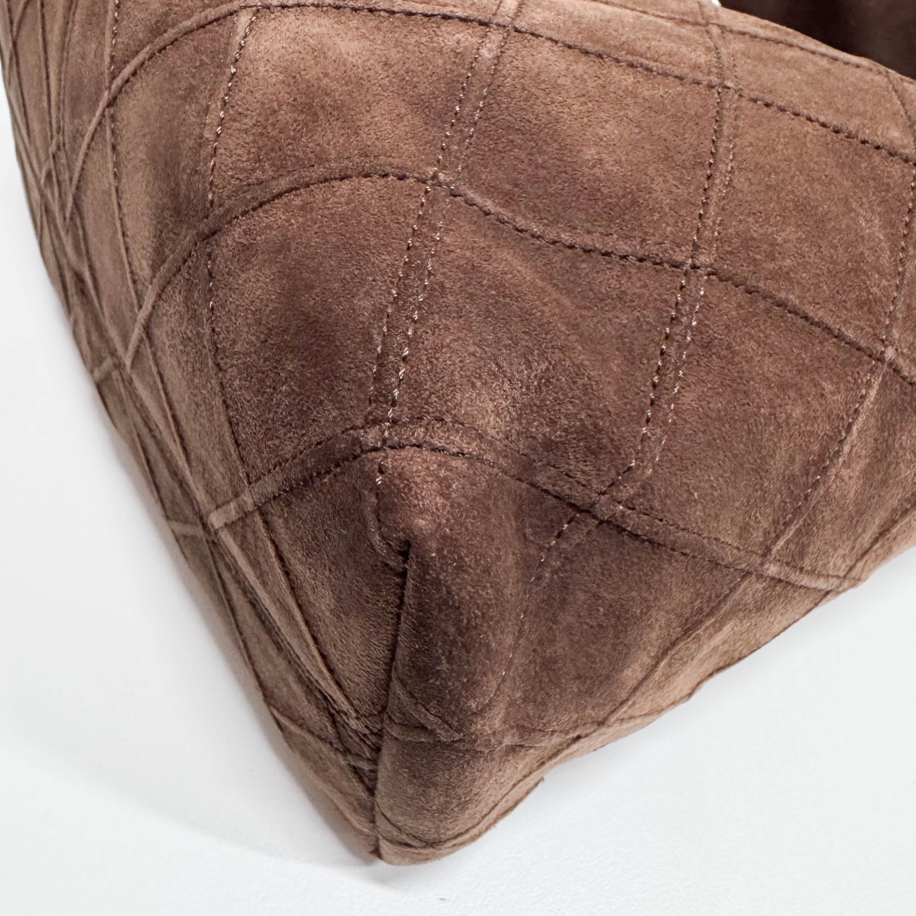 Matelassé Brown Suede Hobo Shoulder Bag