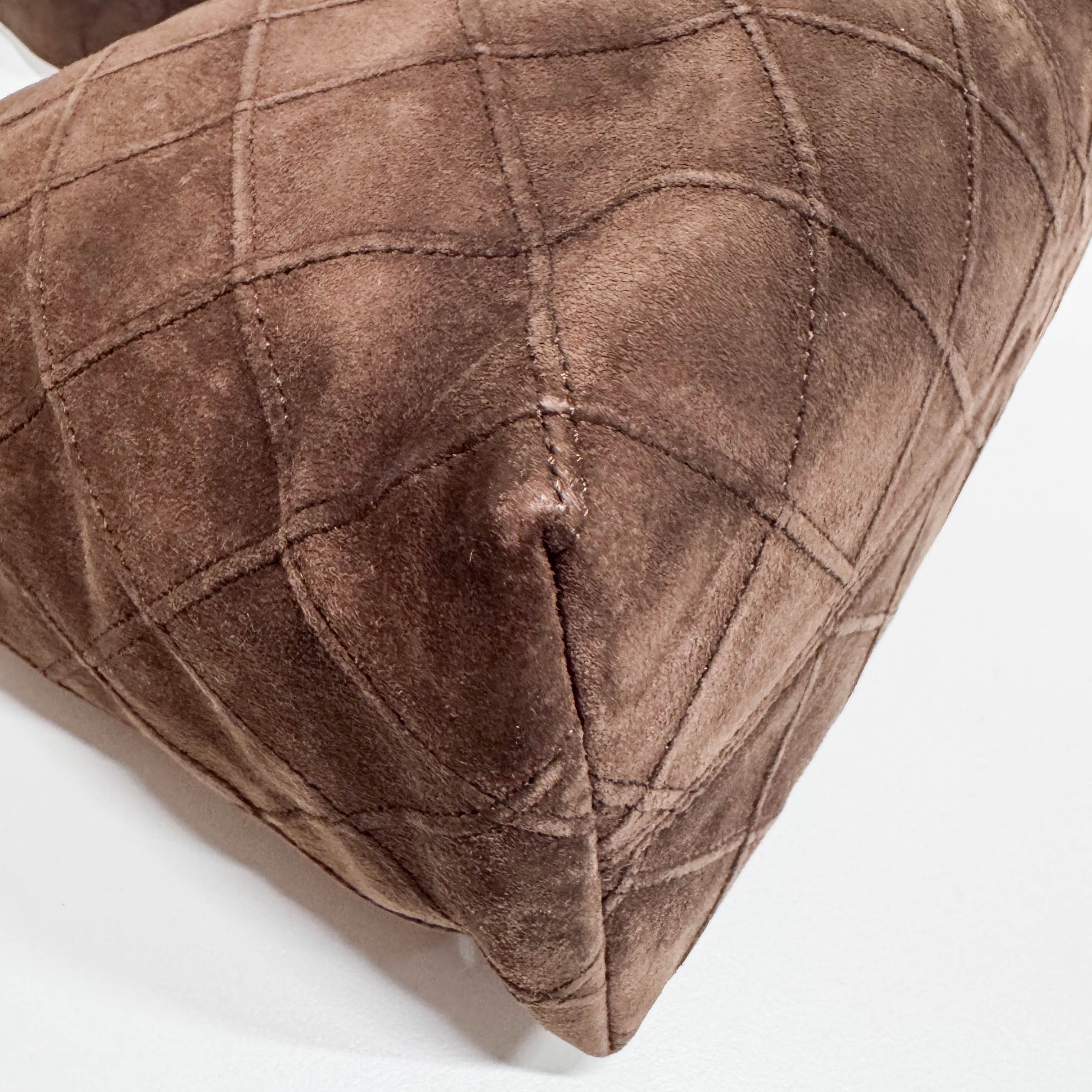 Matelassé Brown Suede Hobo Shoulder Bag