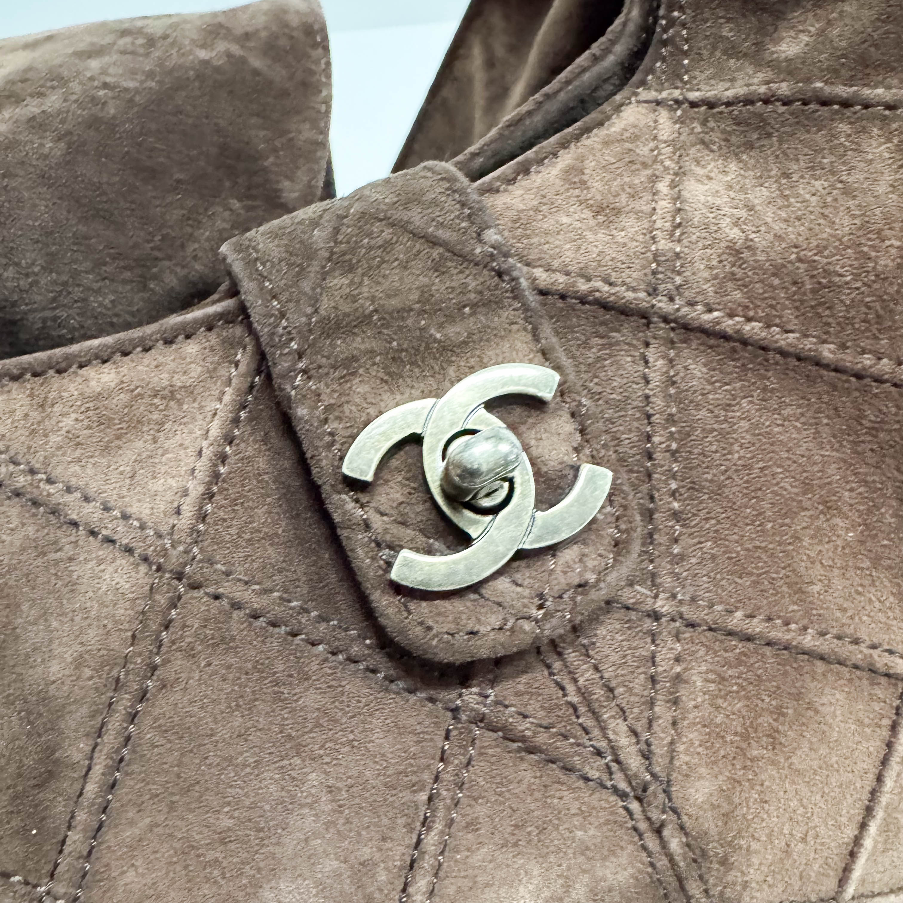 Matelassé Brown Suede Hobo Shoulder Bag