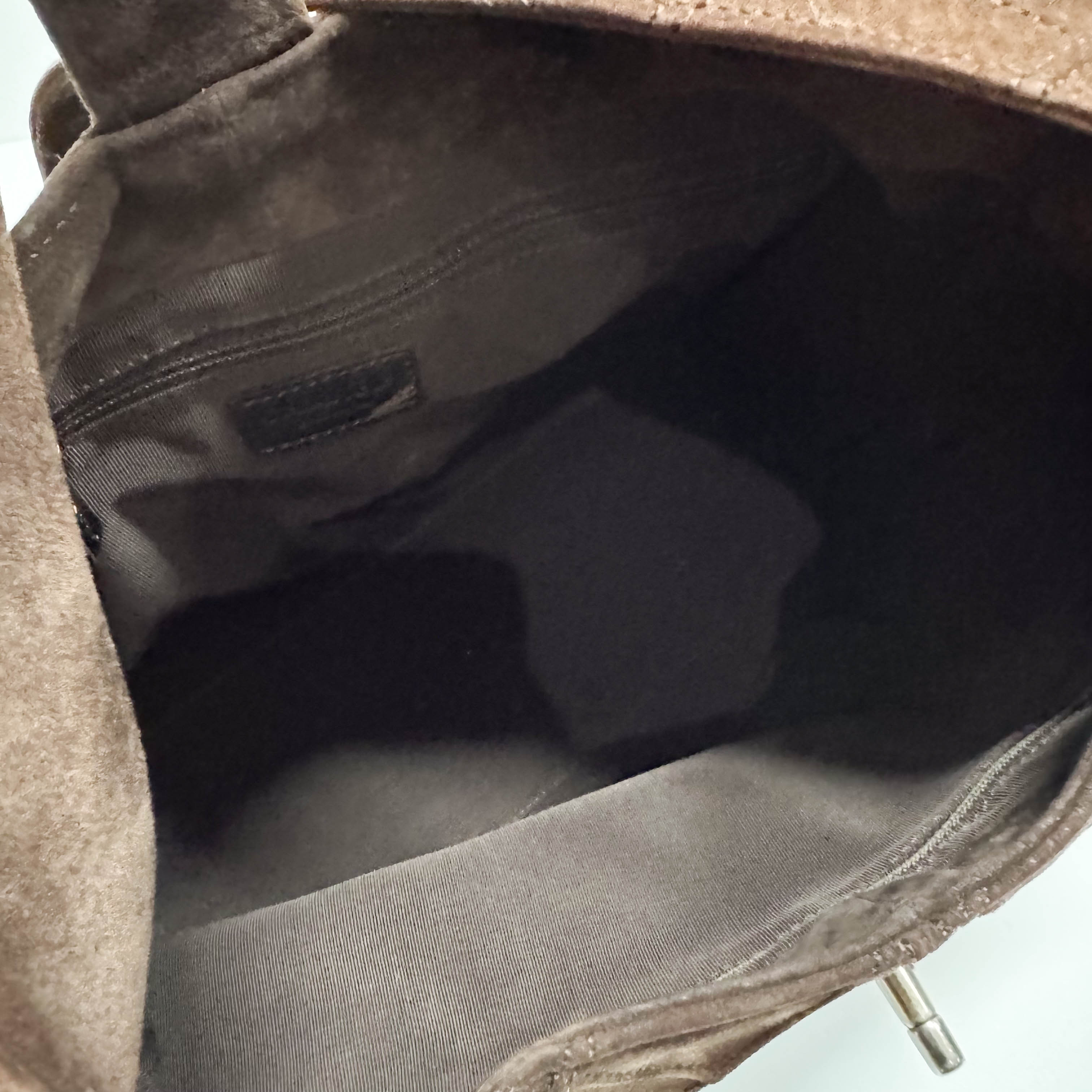 Matelassé Brown Suede Hobo Shoulder Bag