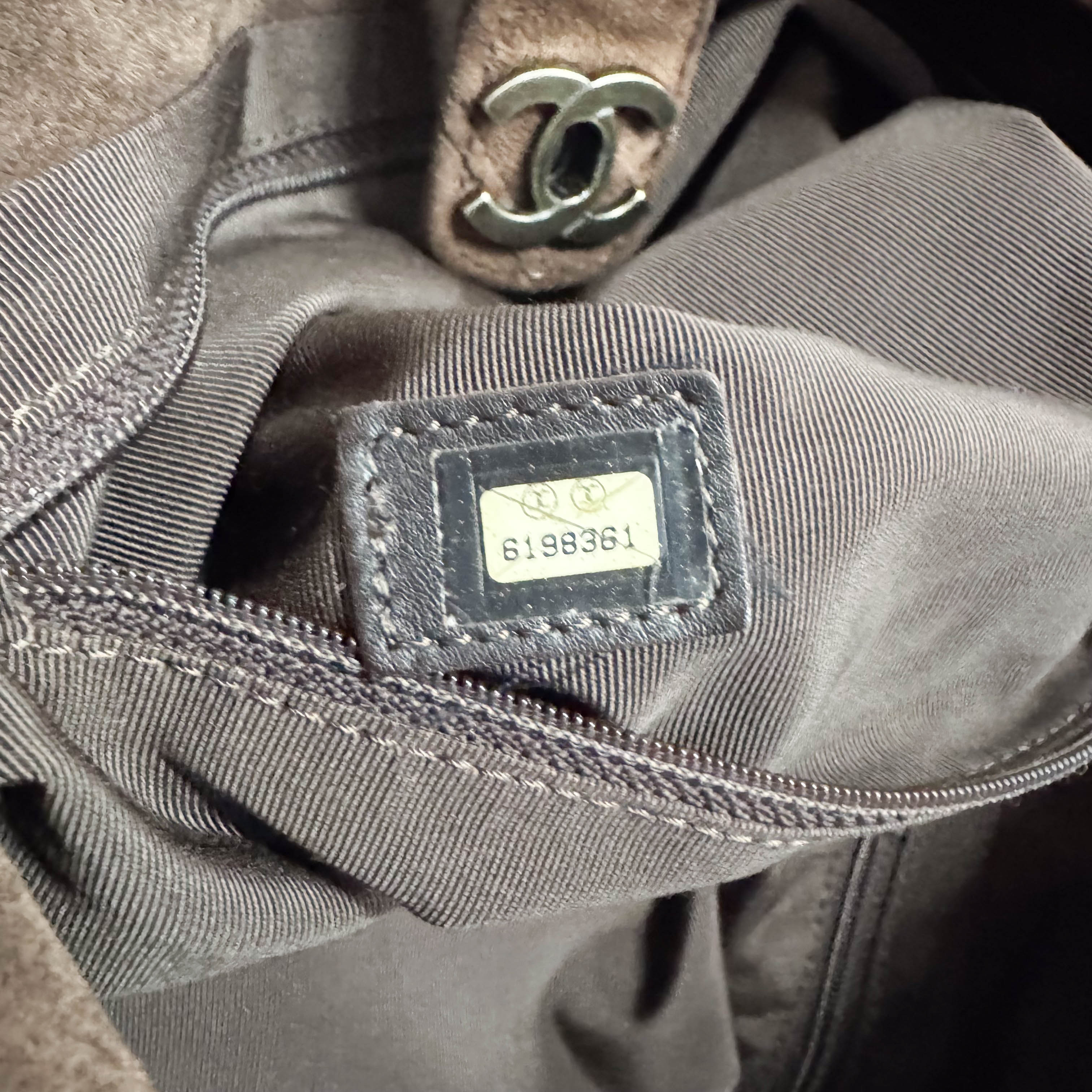 Matelassé Brown Suede Hobo Shoulder Bag