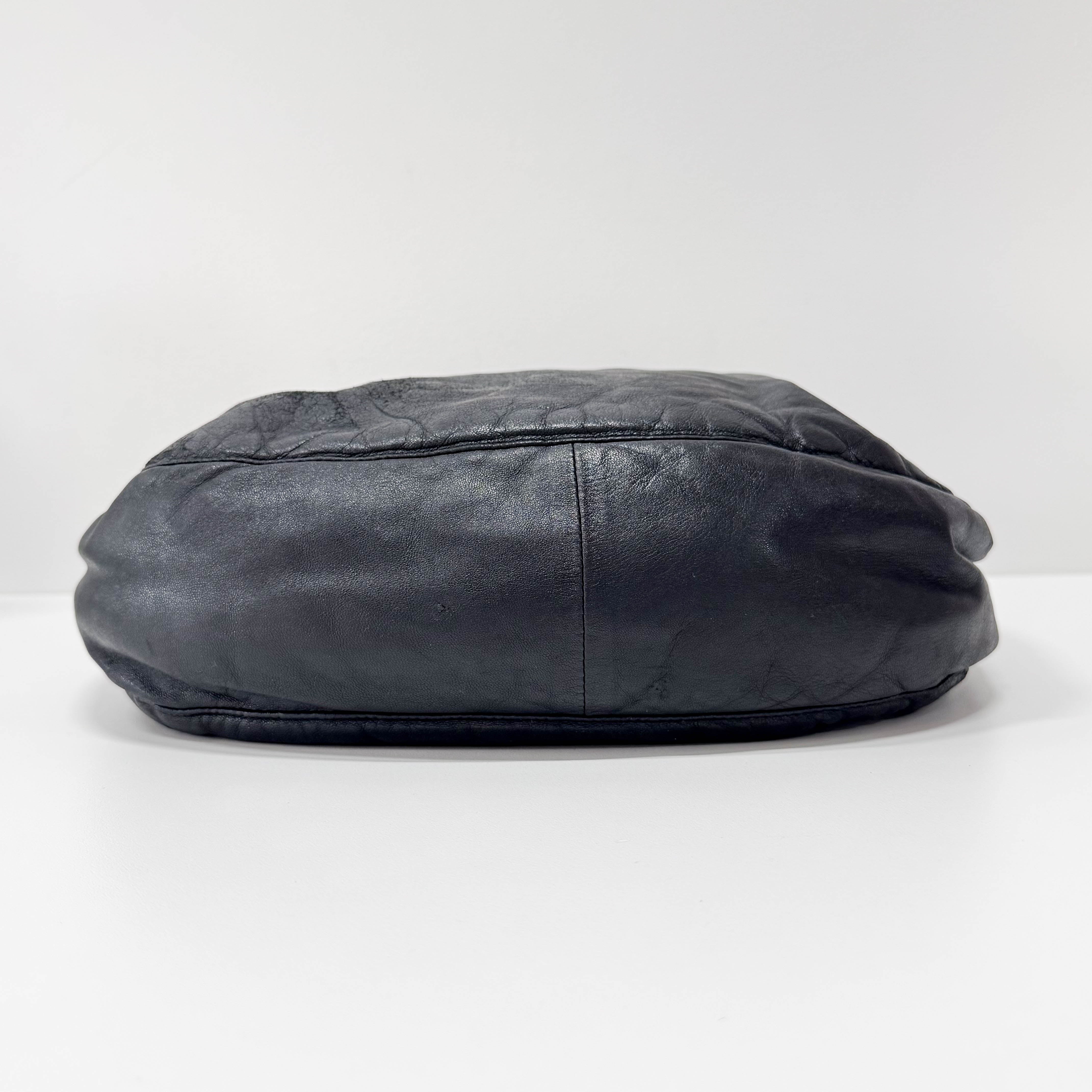 Black Leather Croc Tote Bag