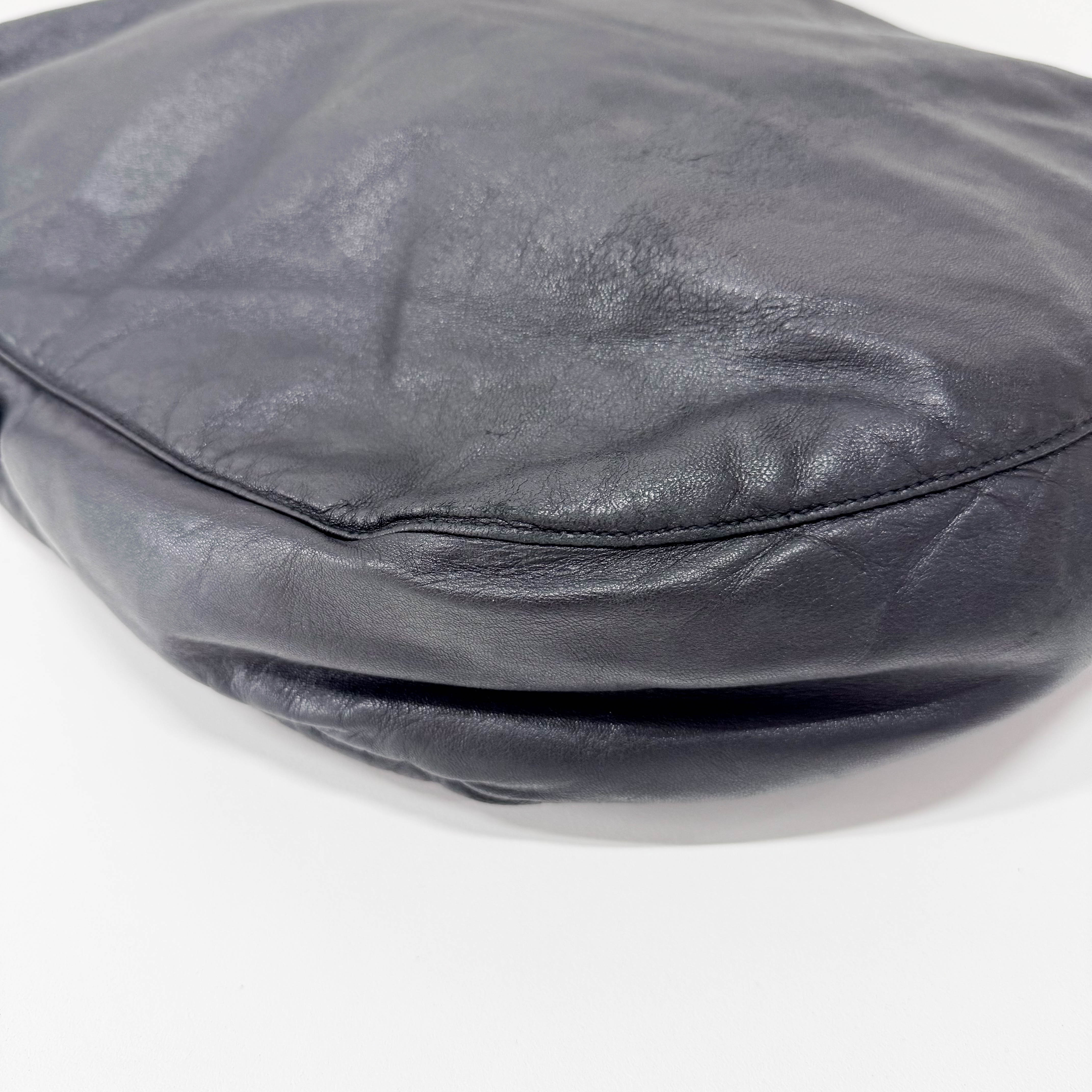 Black Leather Croc Tote Bag