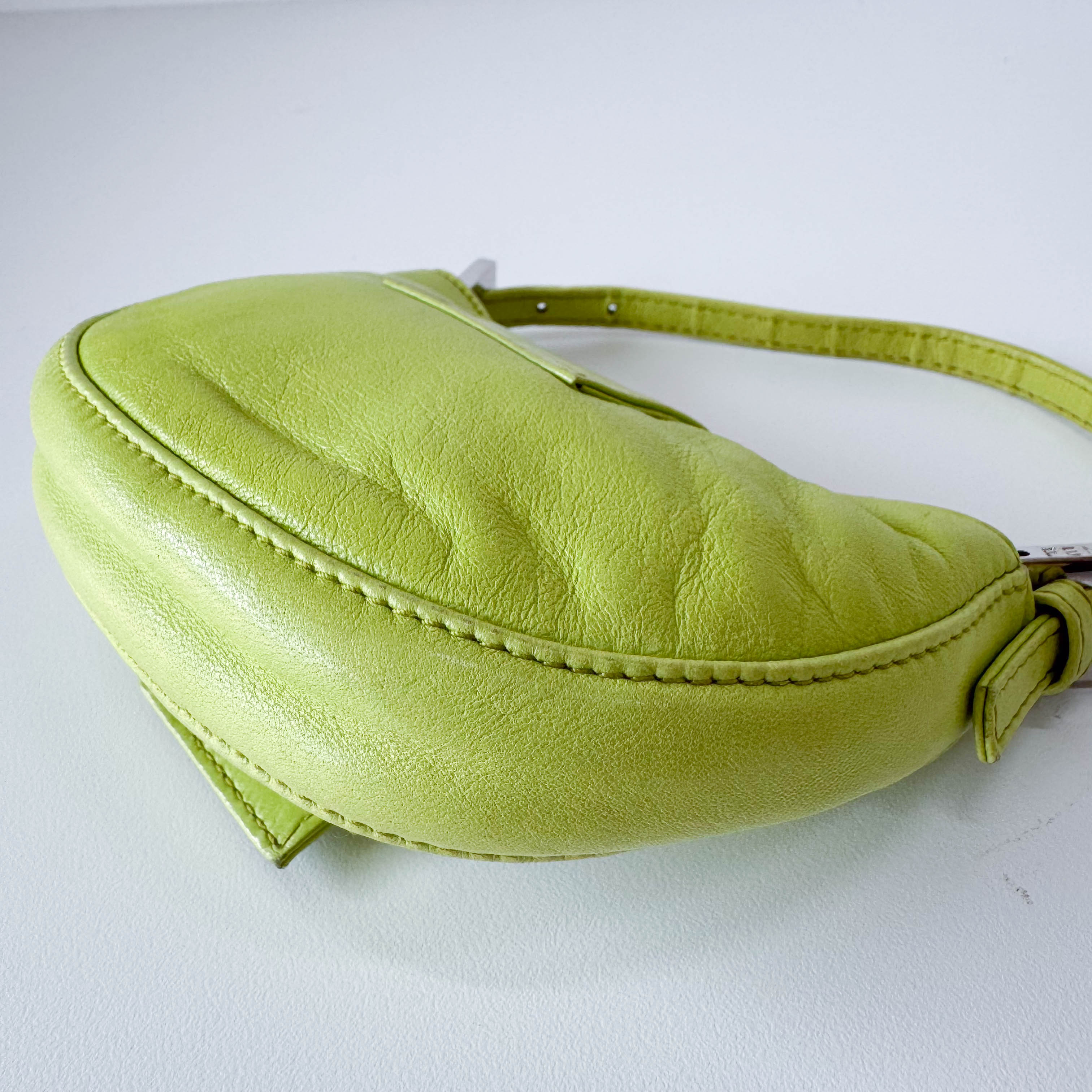 Mini Croissant Green Nappa Leather Bag