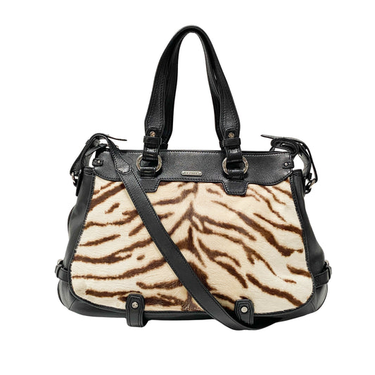 Zebra Print Pony Hair Shoulder Bag