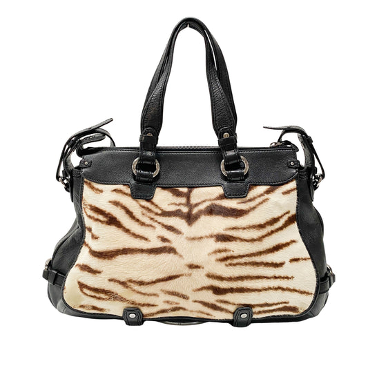 Zebra Print Pony Hair Shoulder Bag