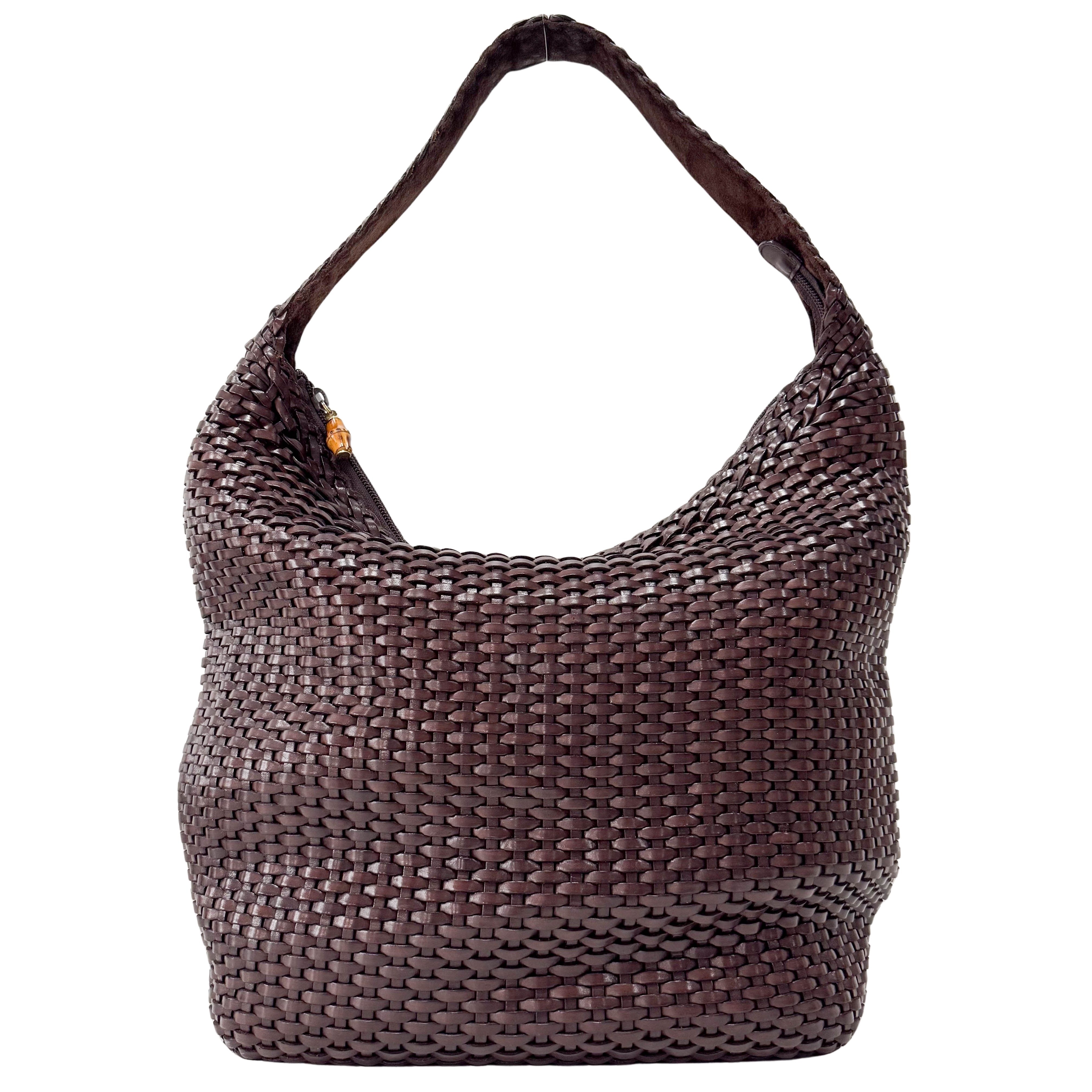Bamboo Brown Leather Tote Bag