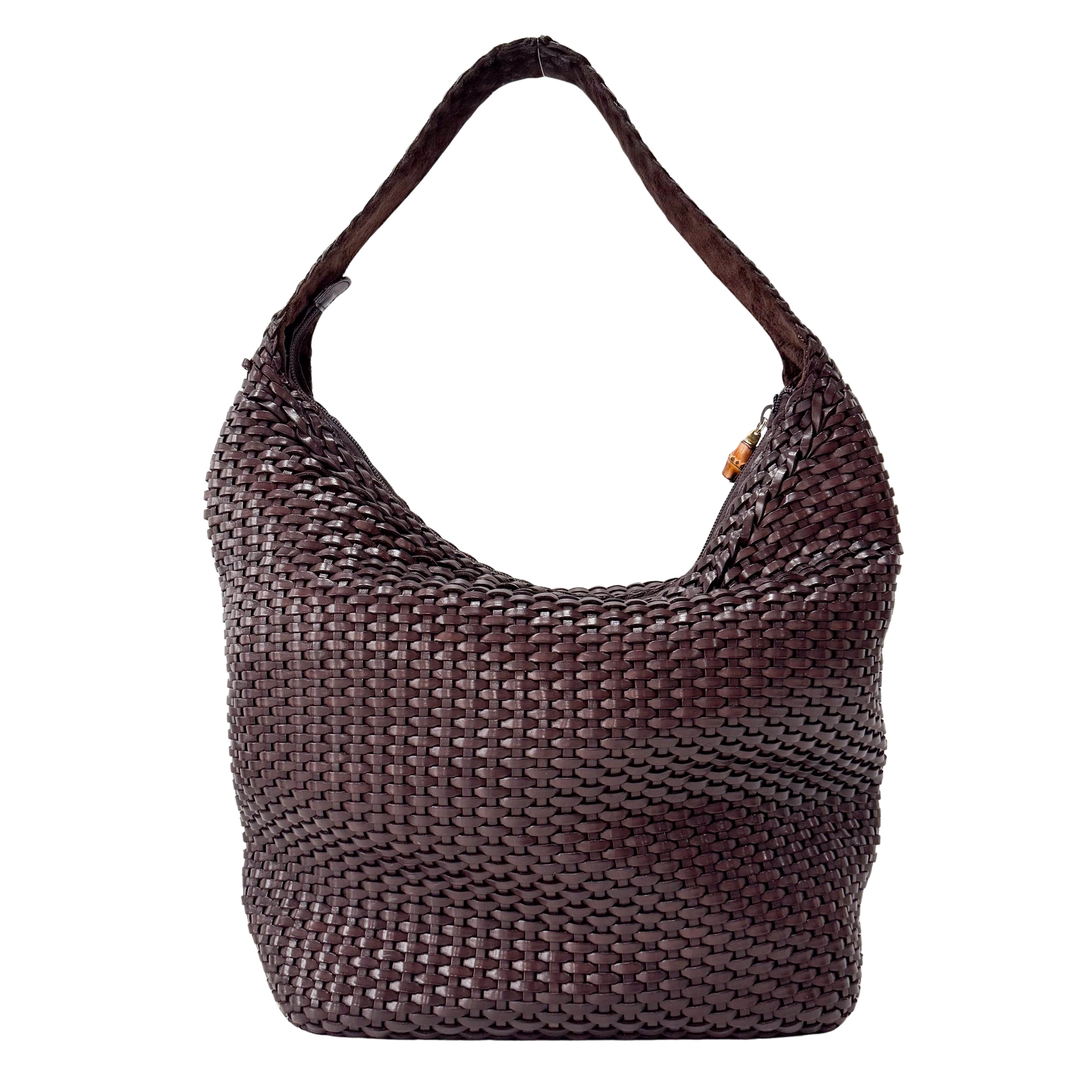Bamboo Brown Leather Tote Bag