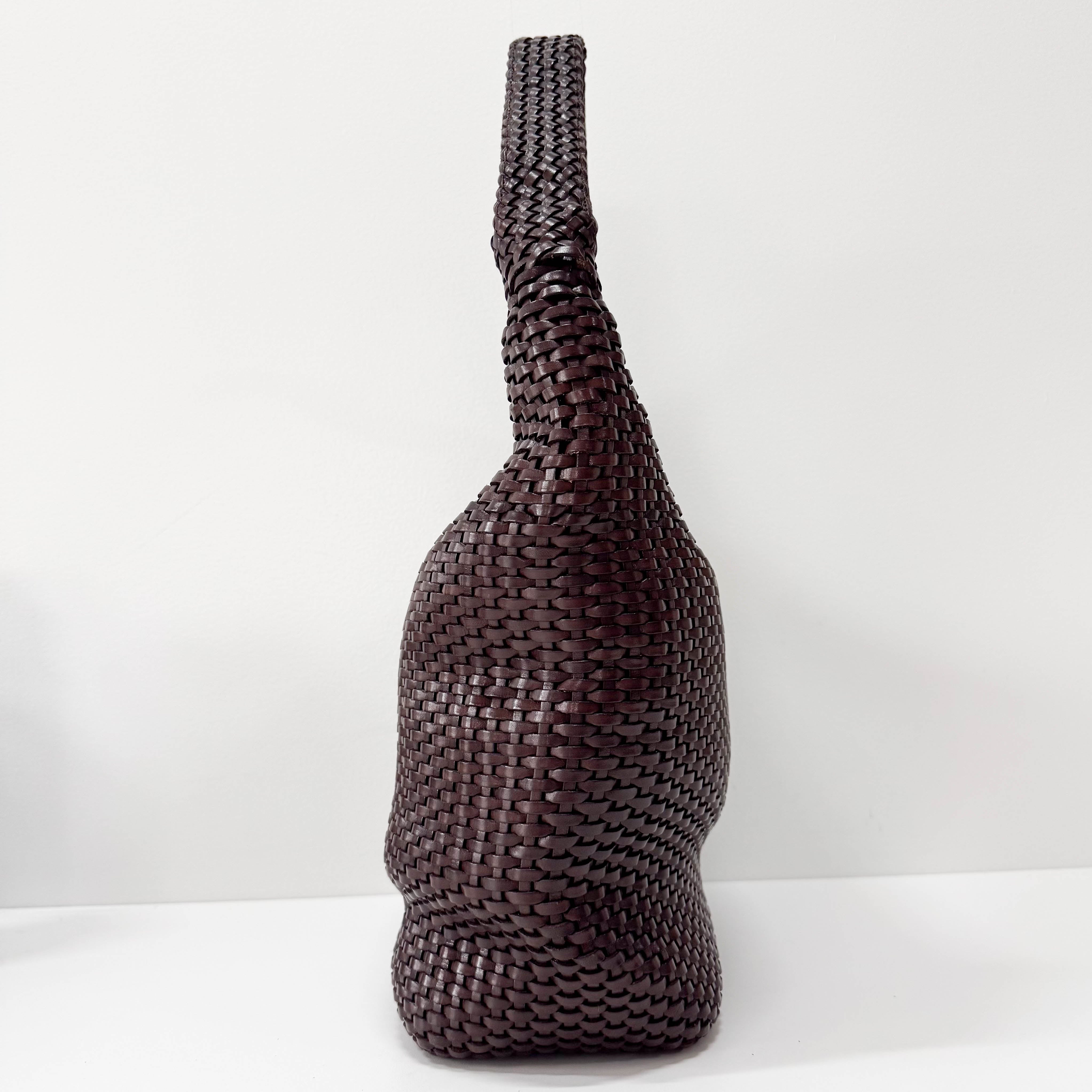 Bamboo Brown Leather Tote Bag