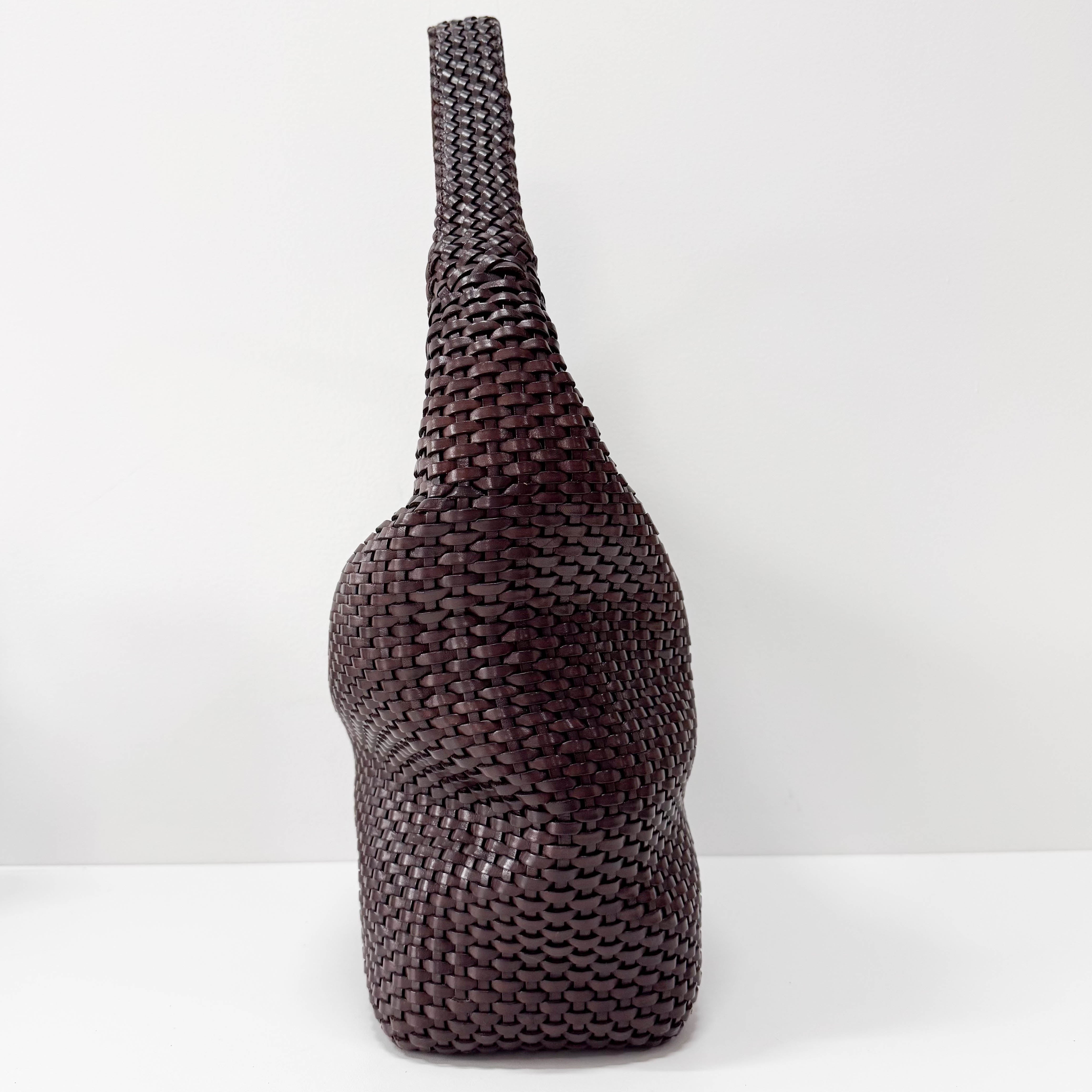 Bamboo Brown Leather Tote Bag