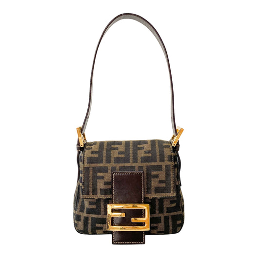 Mini Zucca Brown Canvas Shoulder Bag