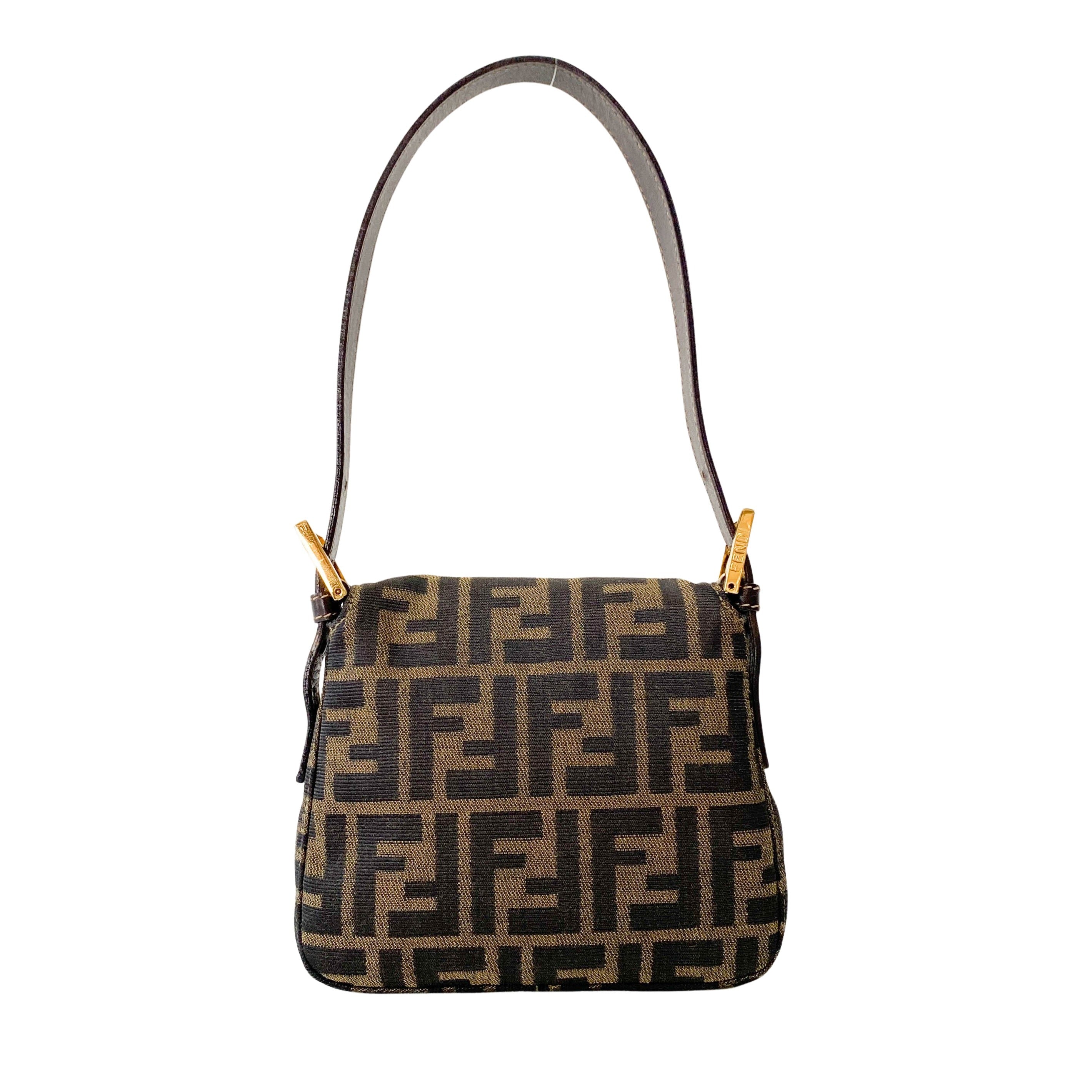 Mini Zucca Brown Canvas Shoulder Bag
