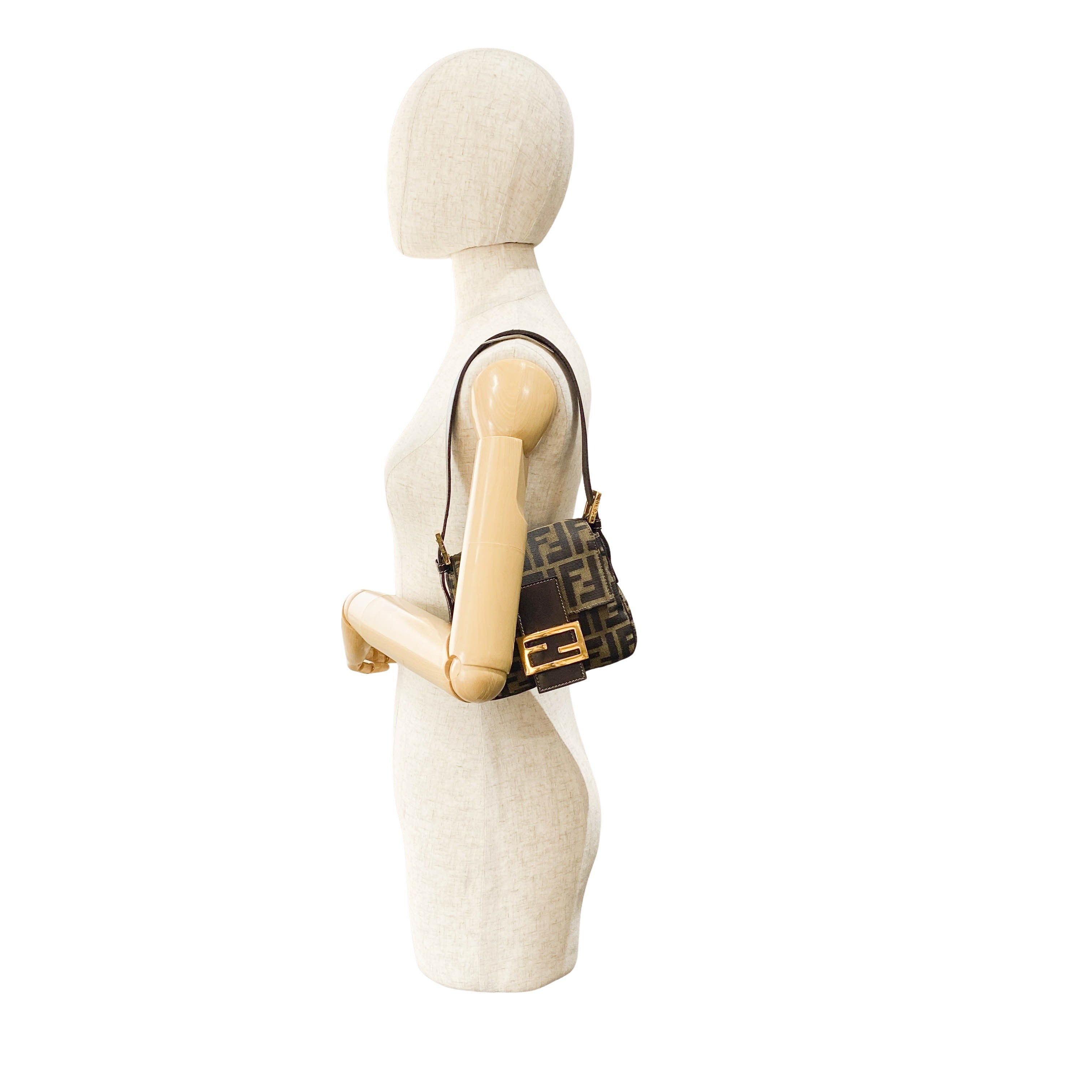 Mini Zucca Brown Canvas Shoulder Bag