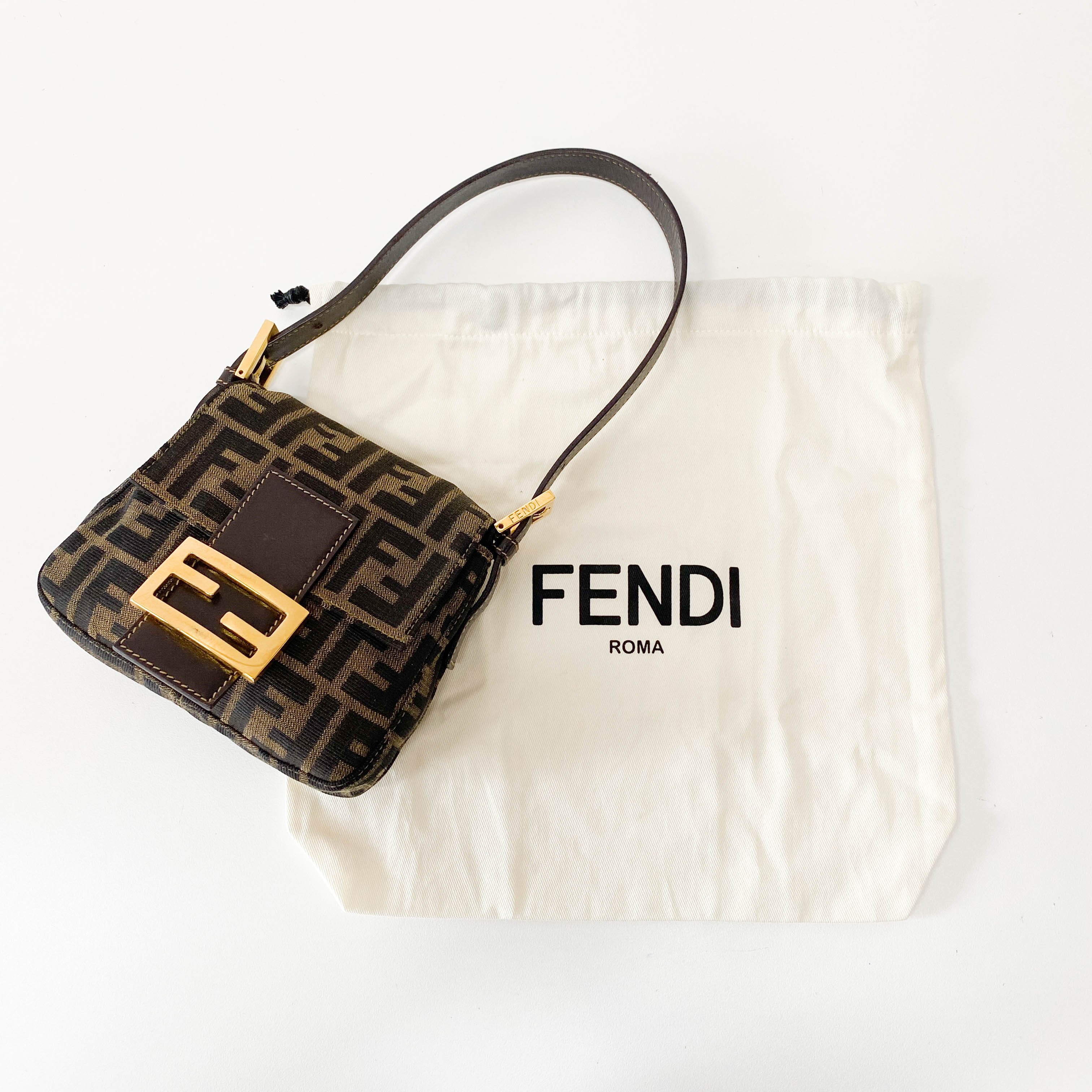 Mini Zucca Brown Canvas Shoulder Bag