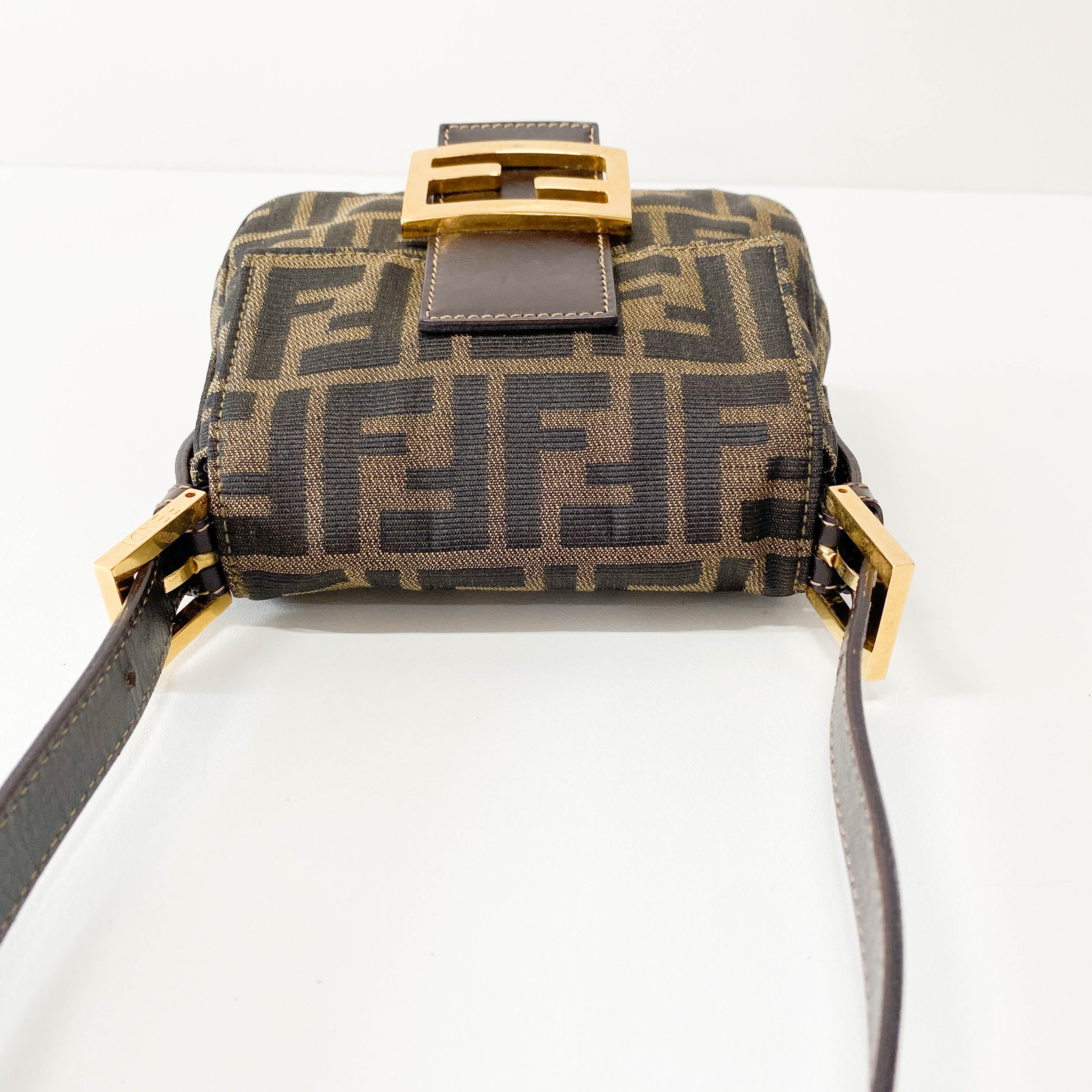 Mini Zucca Brown Canvas Shoulder Bag