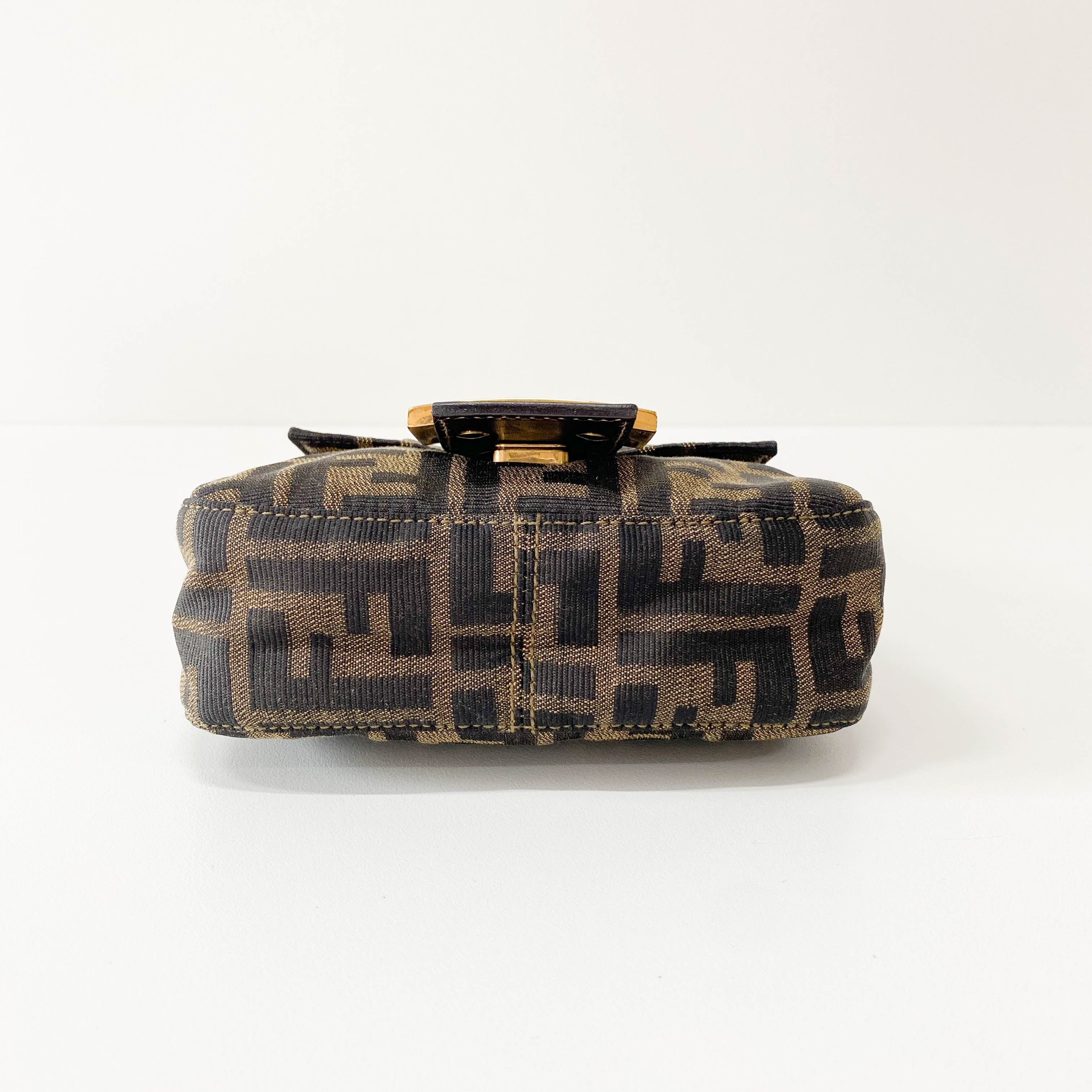 Mini Zucca Brown Canvas Shoulder Bag