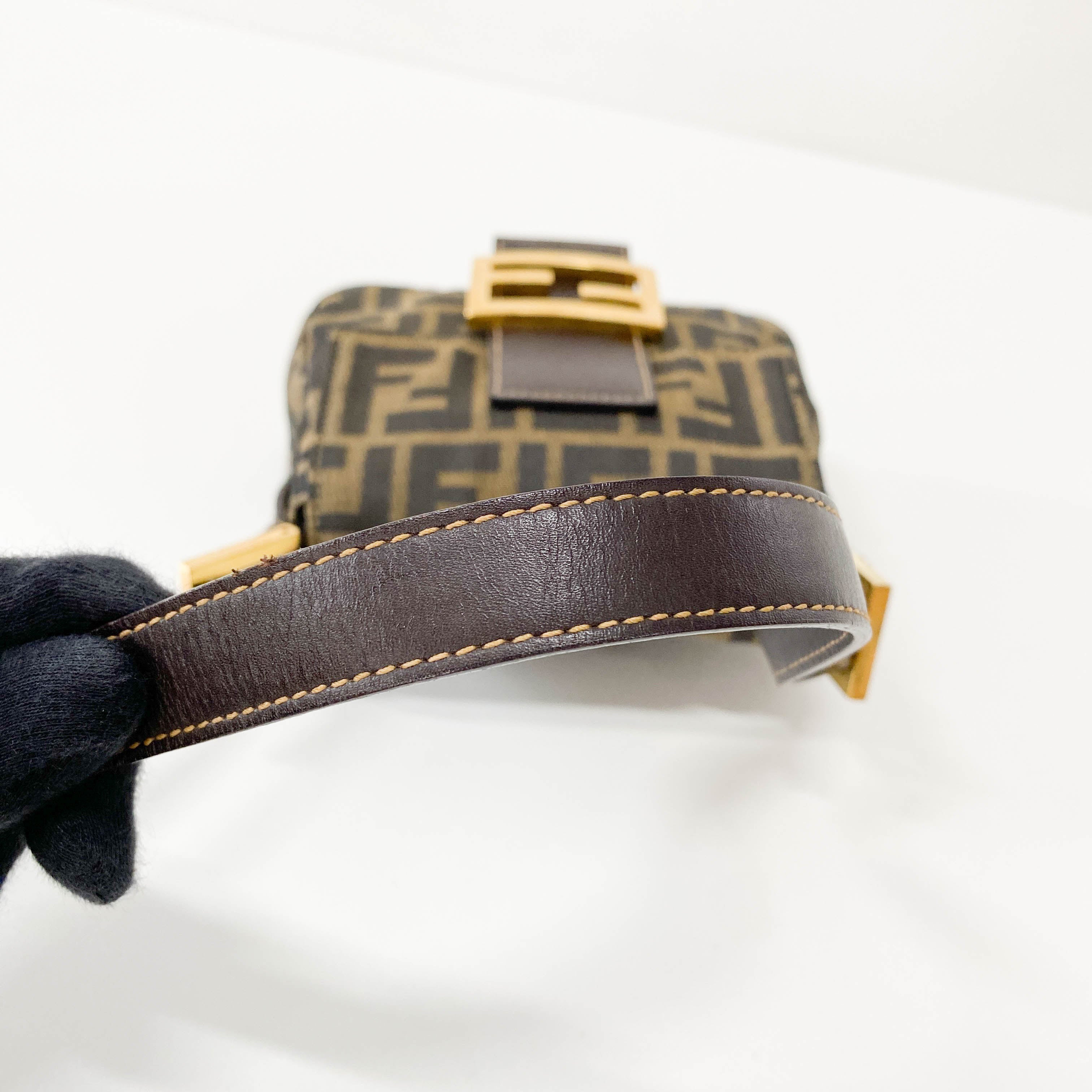 Mini Zucca Brown Canvas Shoulder Bag