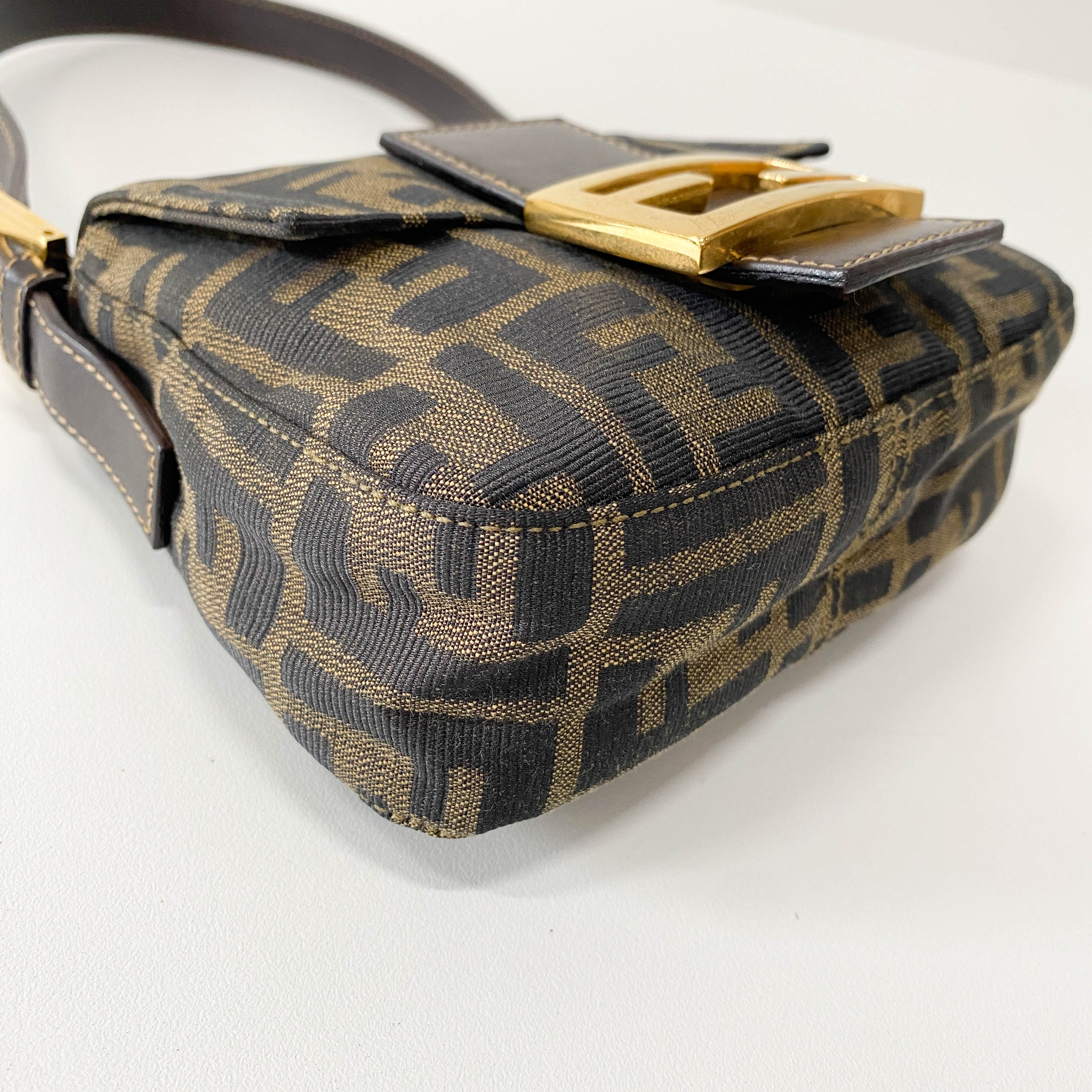 Mini Zucca Brown Canvas Shoulder Bag