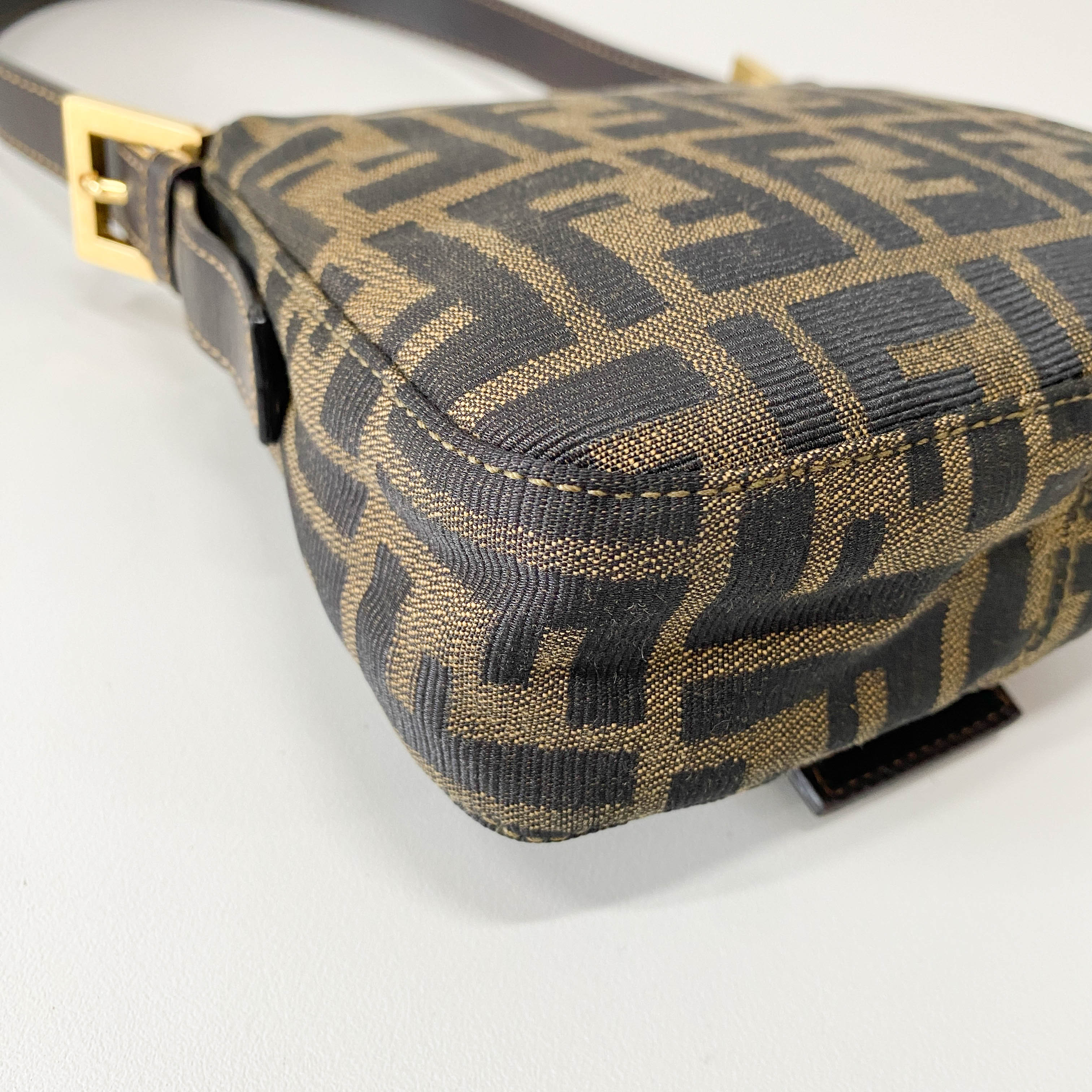 Mini Zucca Brown Canvas Shoulder Bag