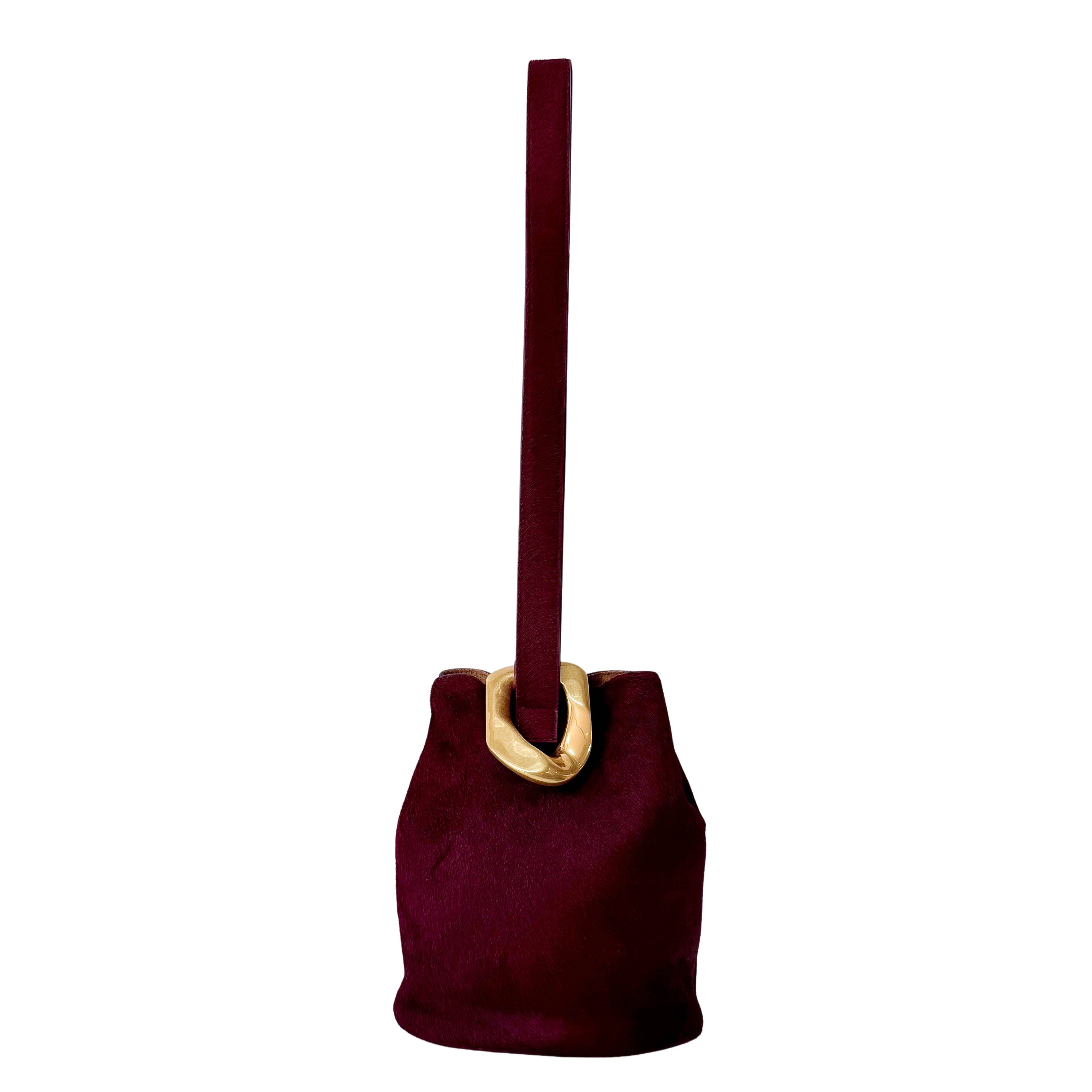 Drop Bucket Bag in Pony Hair with Metal Buckle Bag