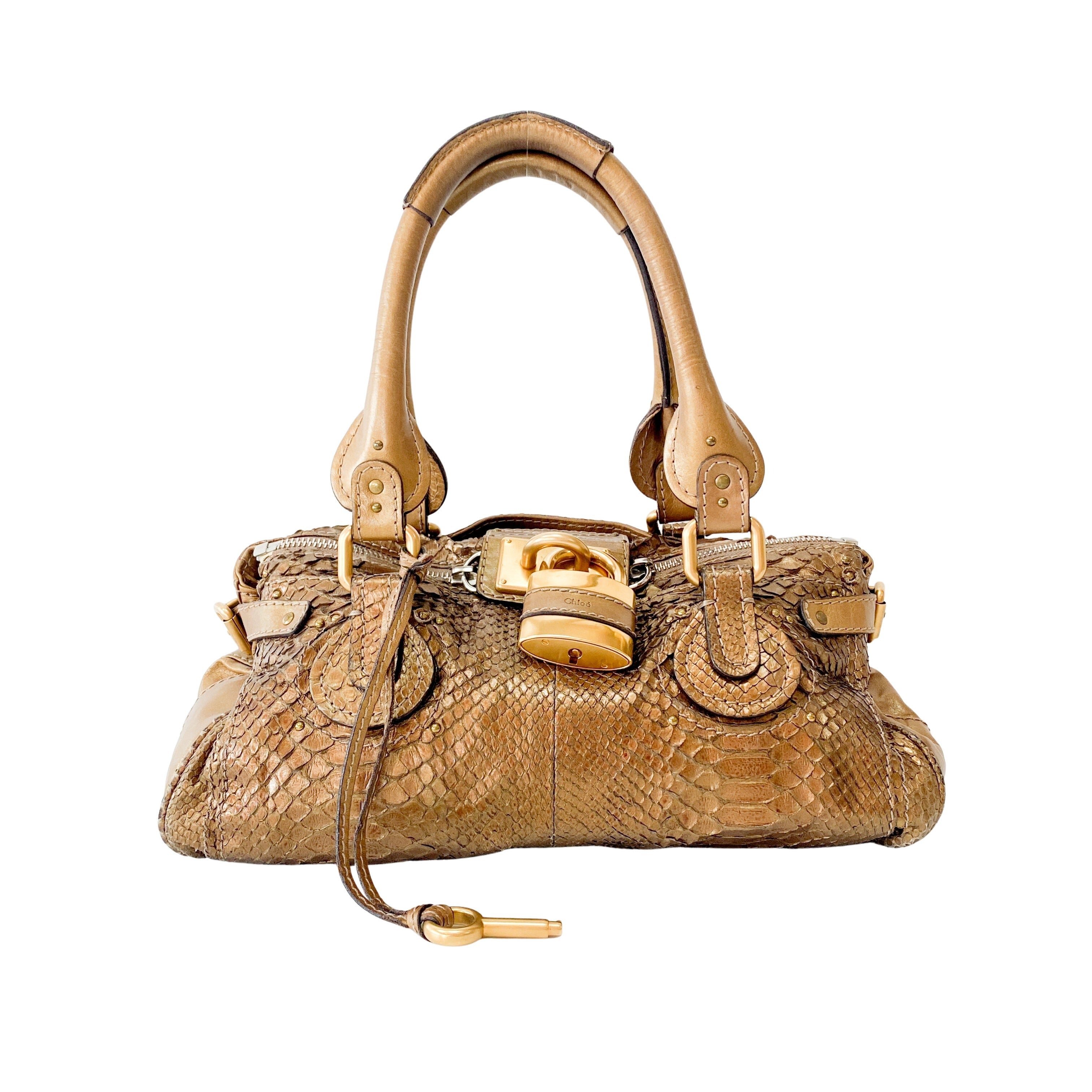 Limited Edition 2008 Paddington Gold Python Leather Shoulder Bag