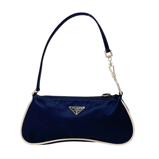 Mini Navy Satin Shoulder Accessory Bag