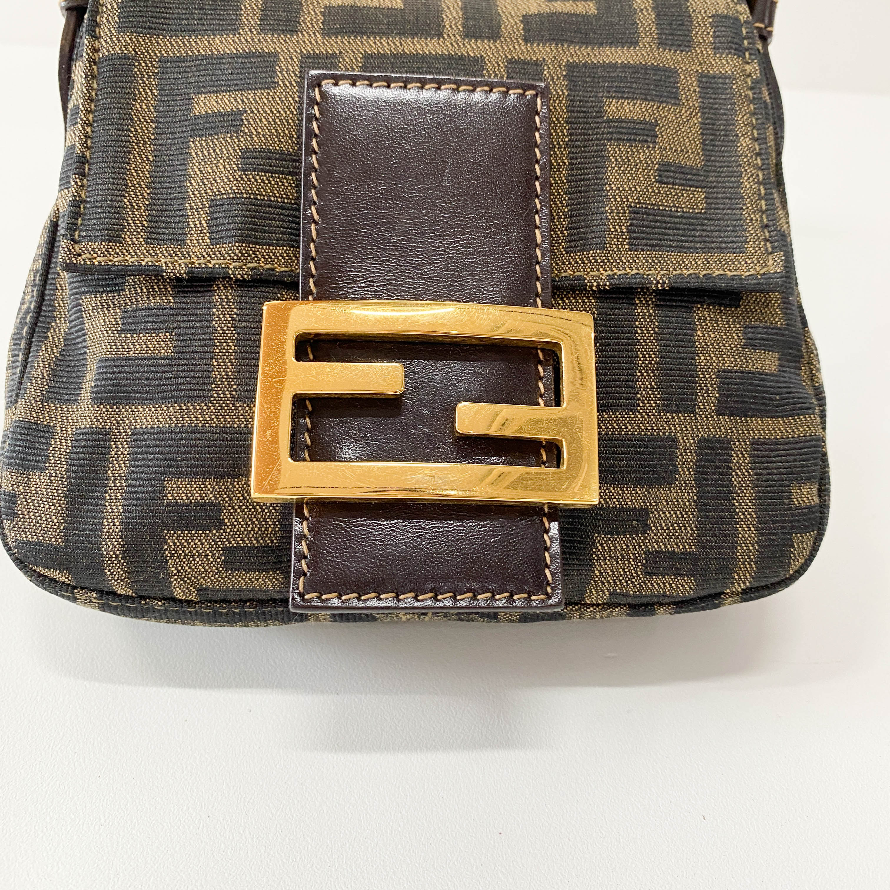 Mini Zucca Brown Canvas Shoulder Bag