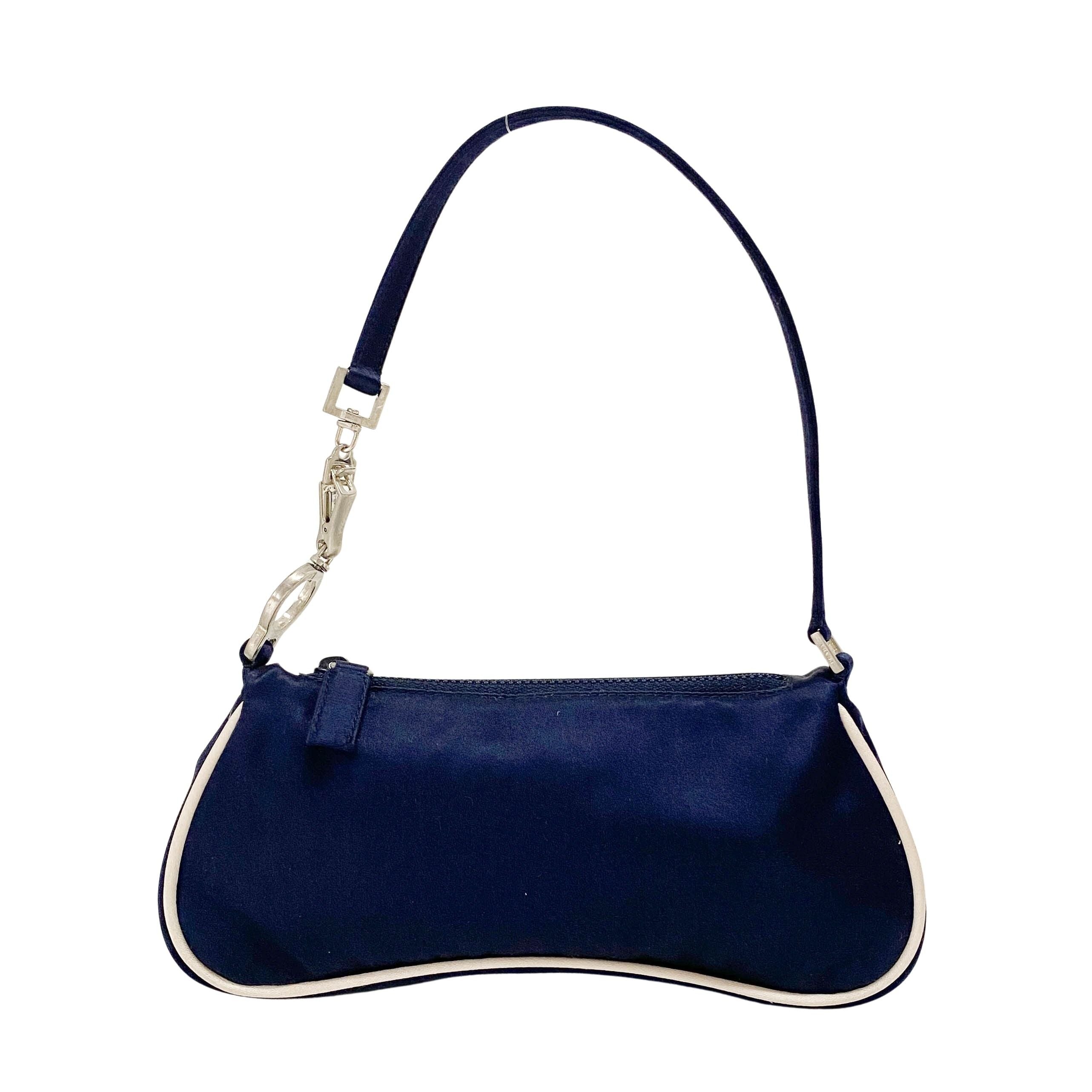 Mini Navy Satin Shoulder Accessory Bag