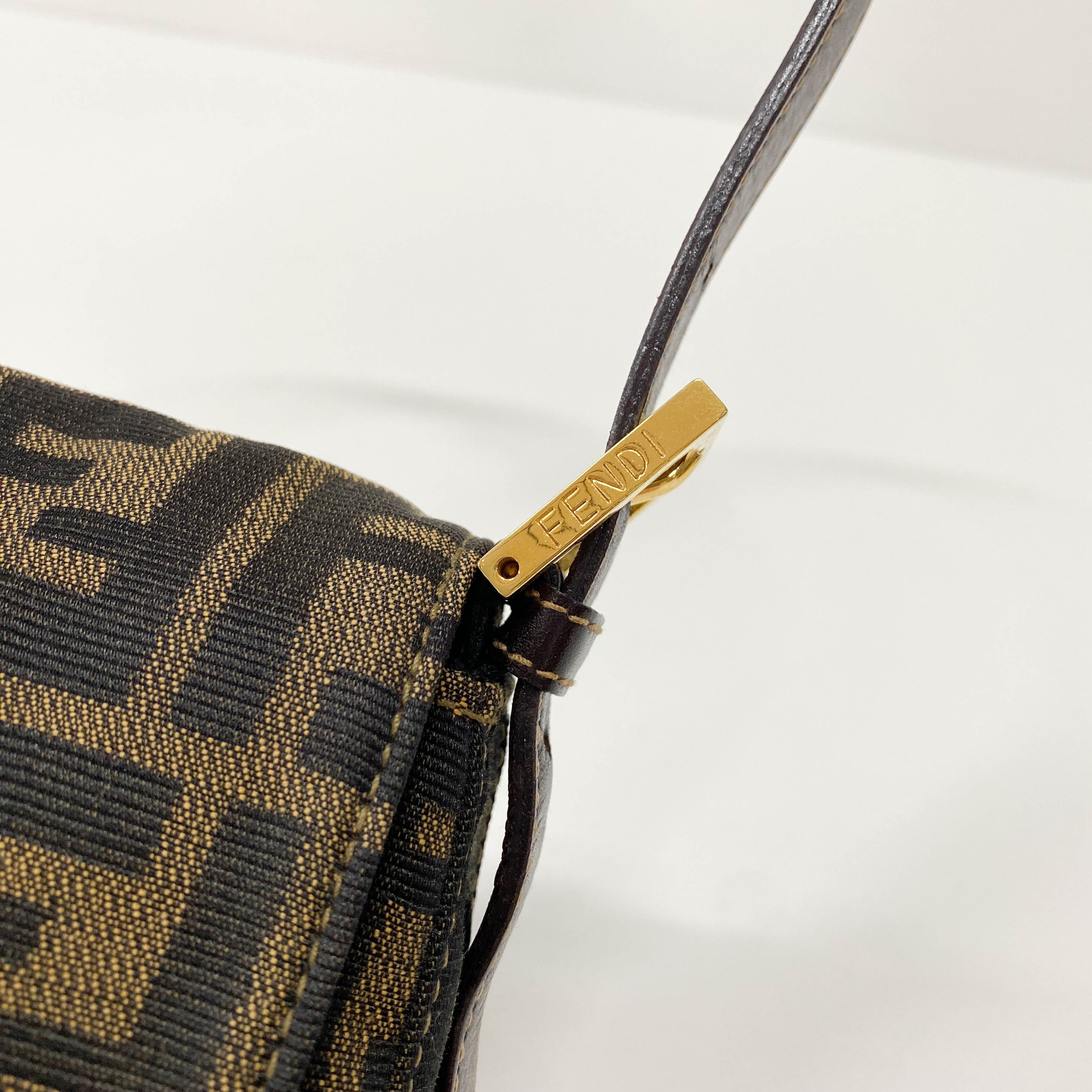 Mini Zucca Brown Canvas Shoulder Bag