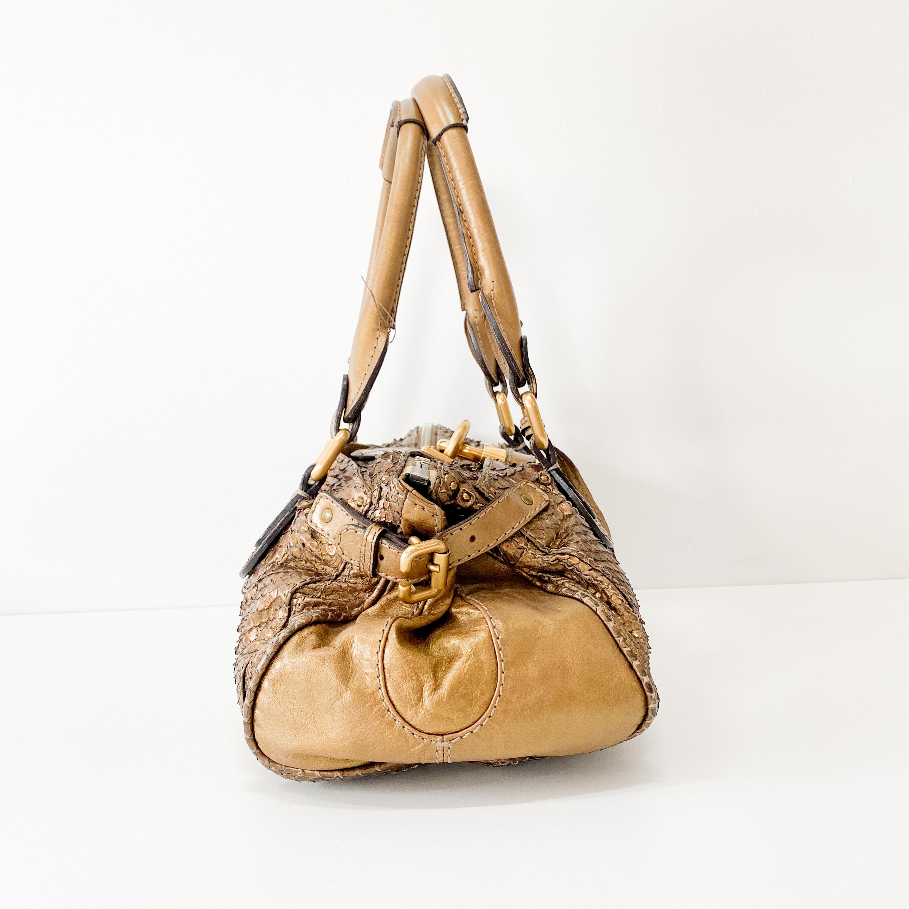Limited Edition 2008 Paddington Gold Python Leather Shoulder Bag