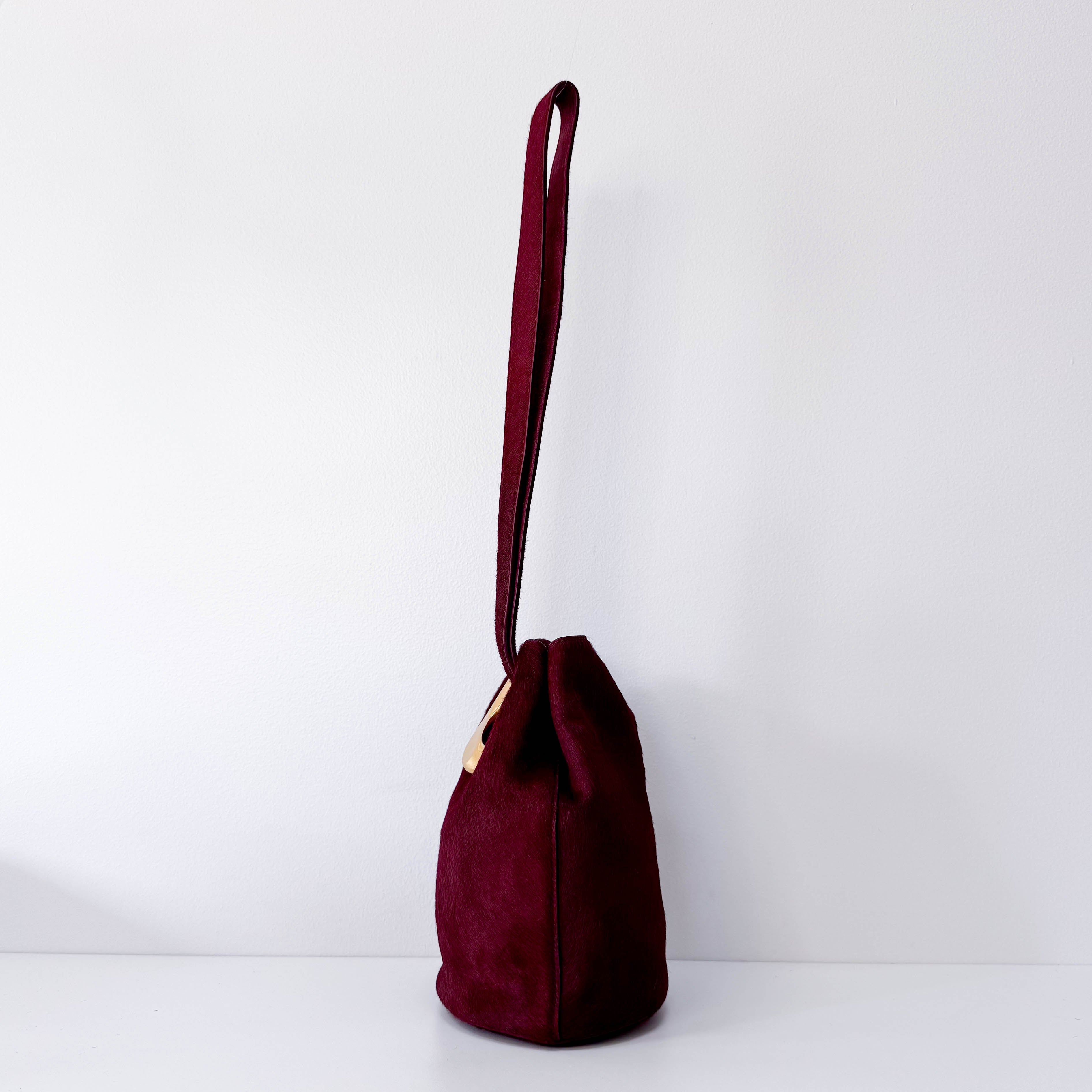 Drop Bucket Bag in Pony Hair with Metal Buckle Bag