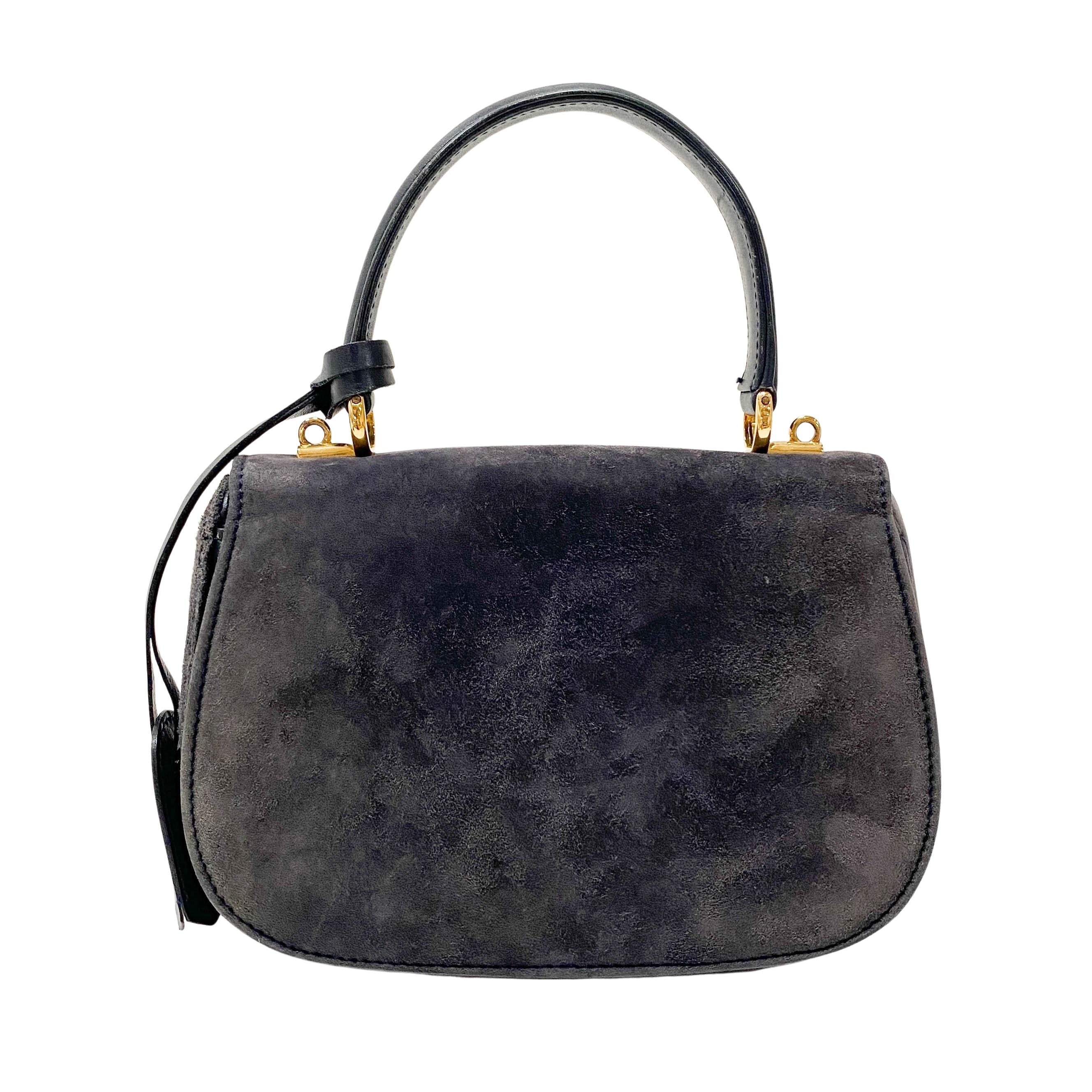 Lady Lock Navy Suede Shoulder Bag