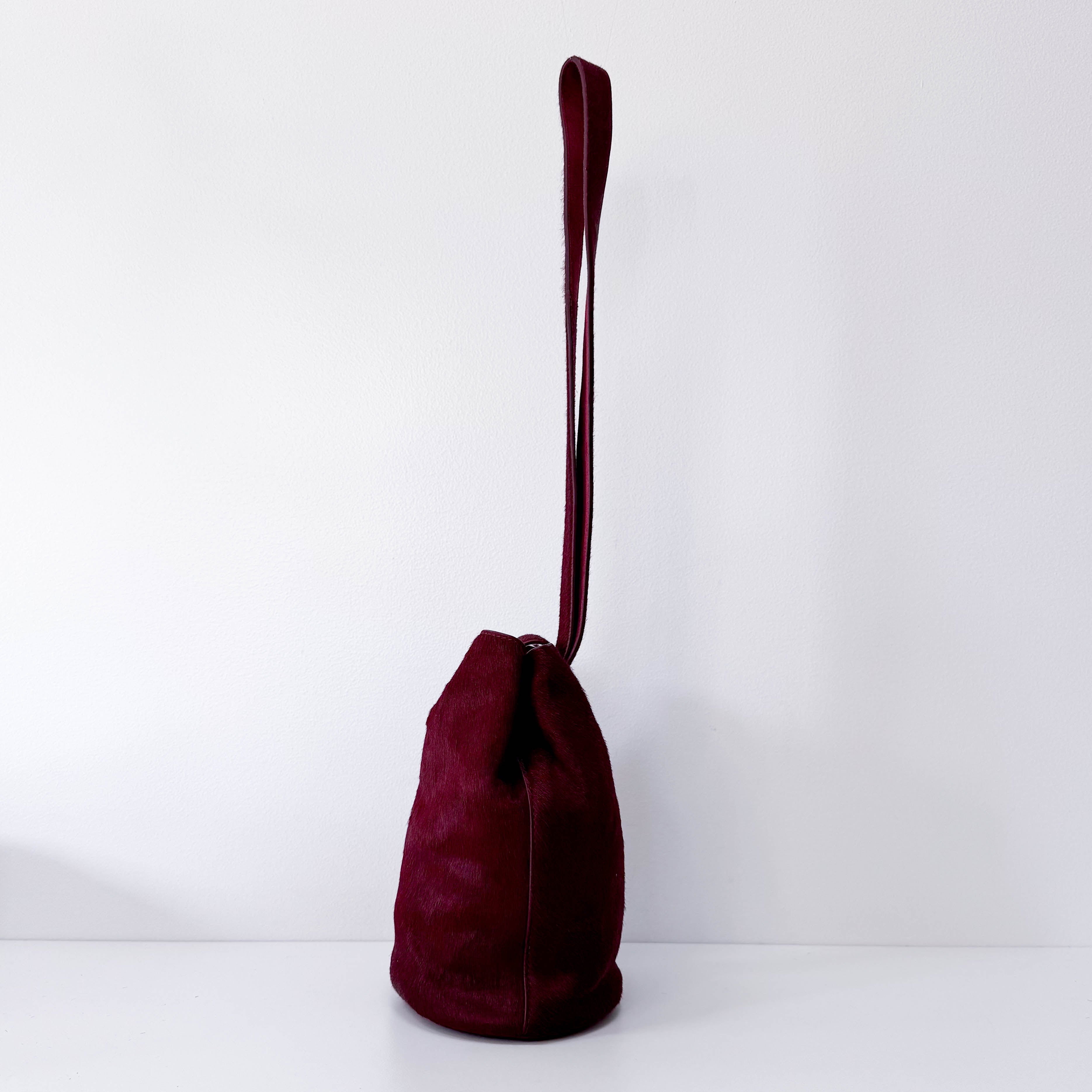 Drop Bucket Bag in Pony Hair with Metal Buckle Bag