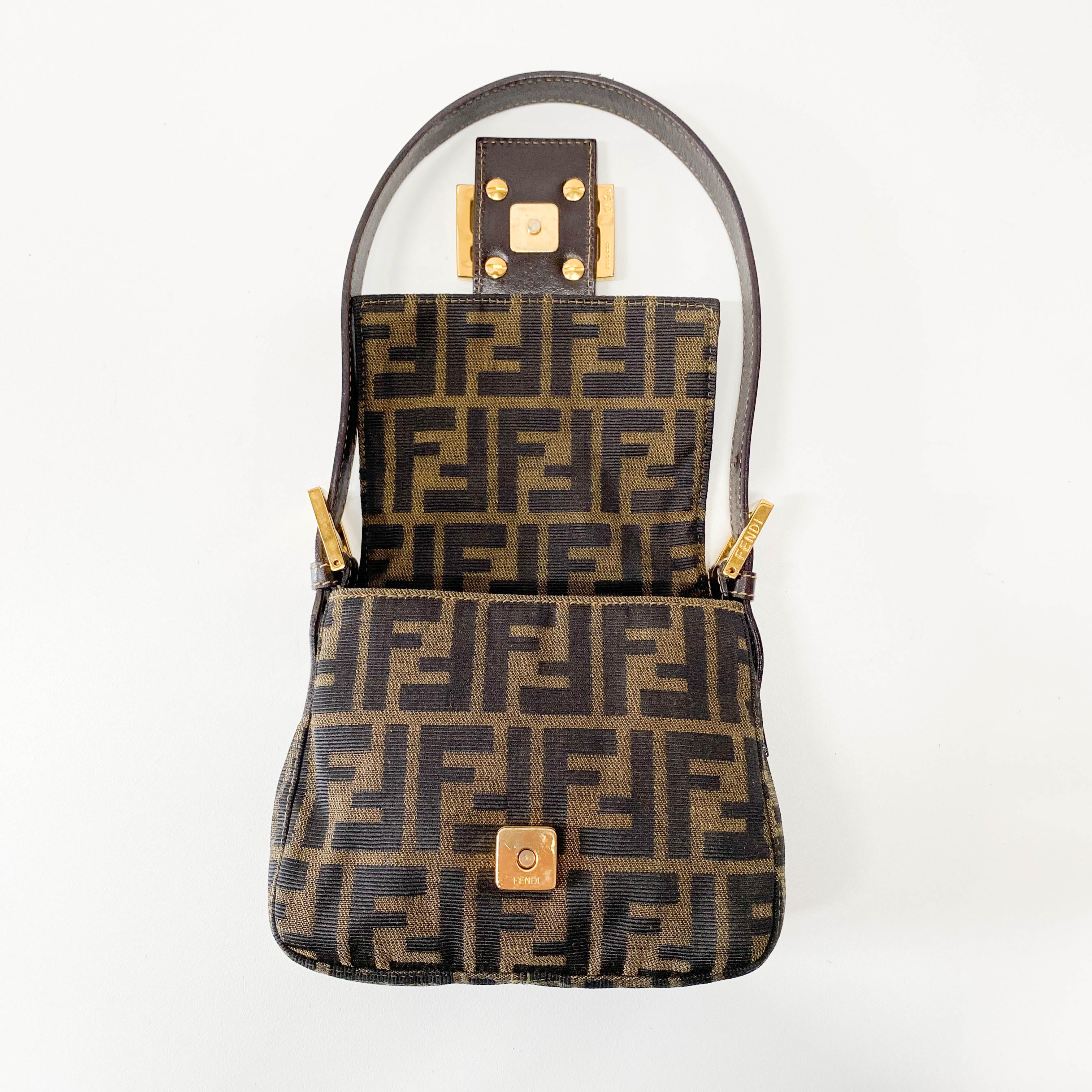 Mini Zucca Brown Canvas Shoulder Bag