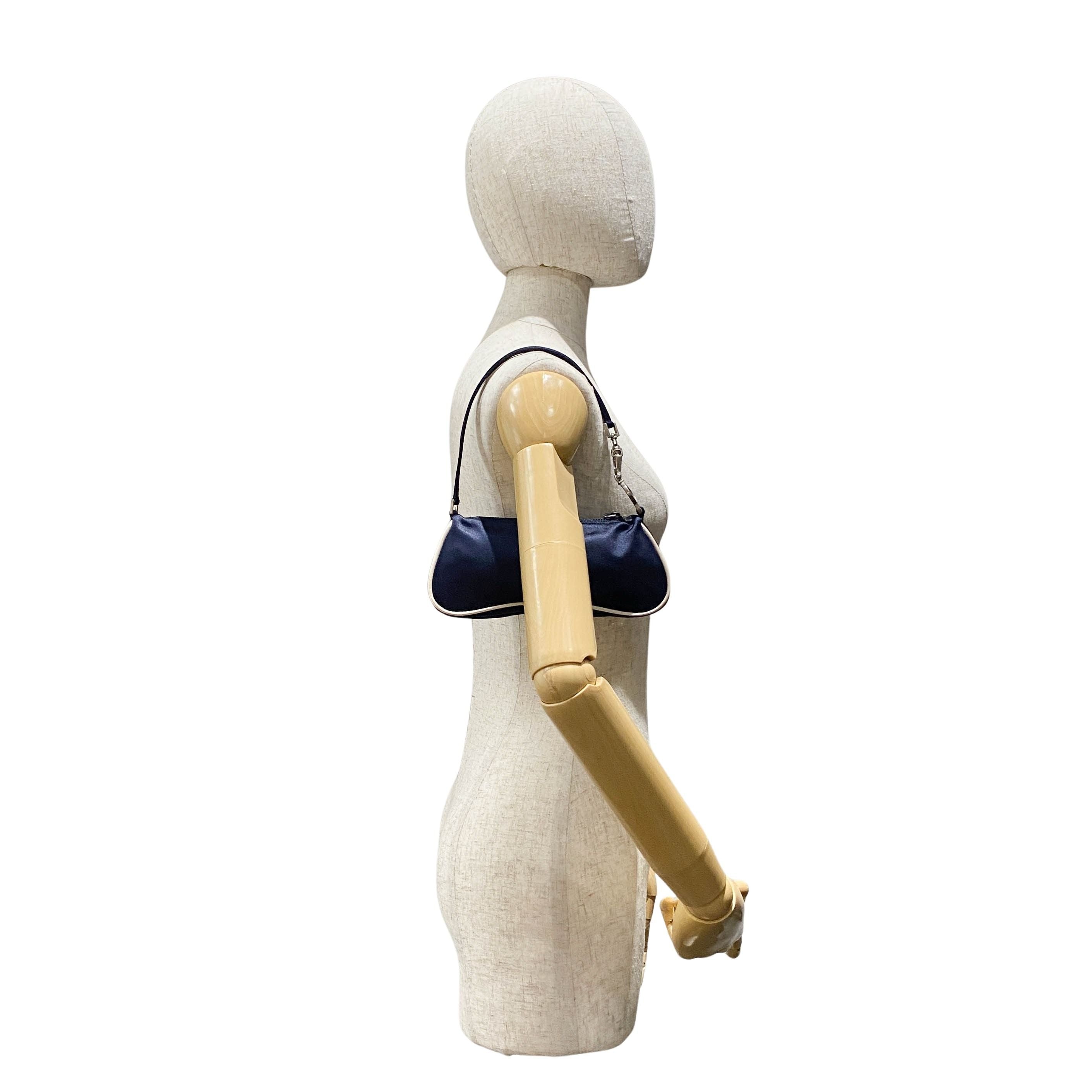 Mini Navy Satin Shoulder Accessory Bag