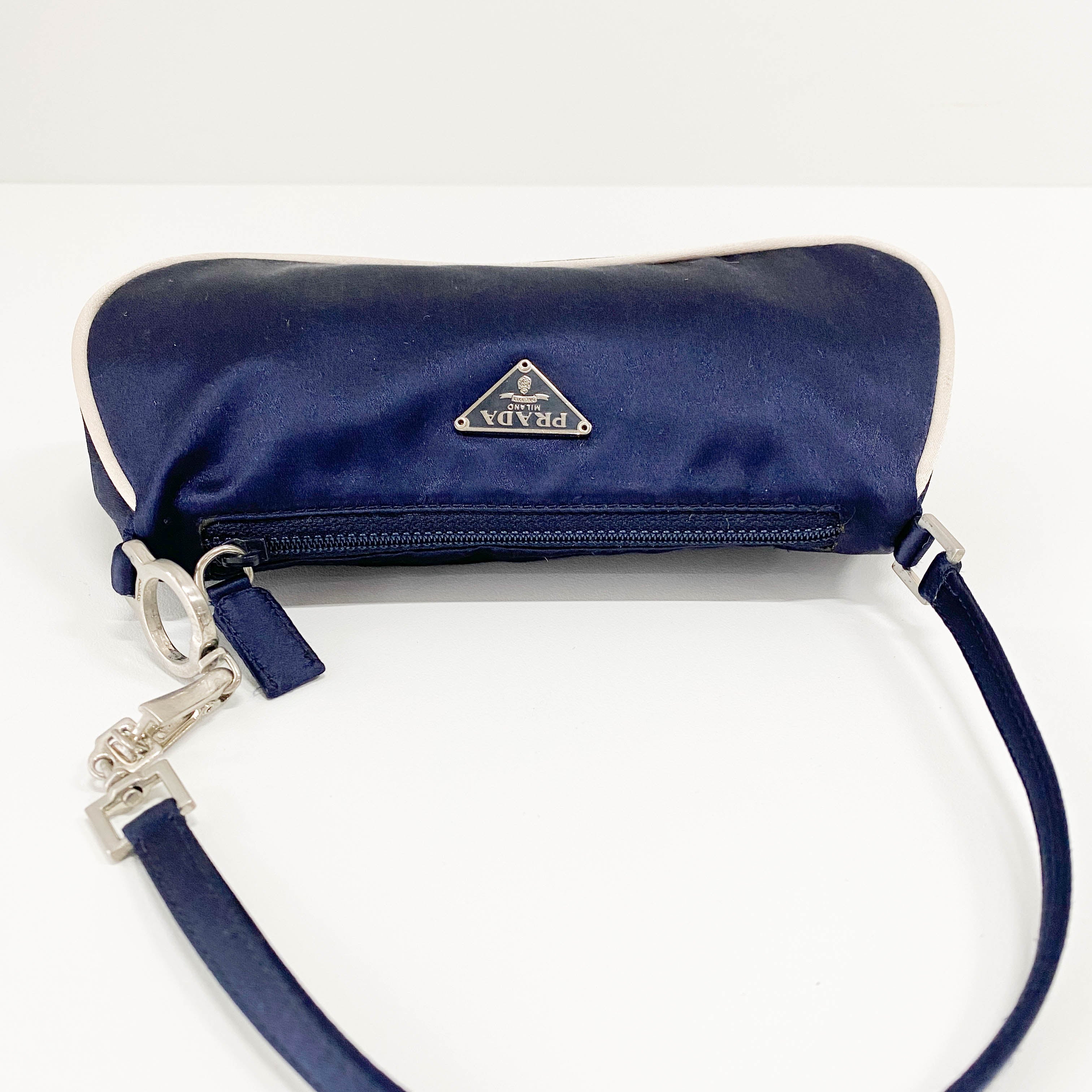 Mini Navy Satin Shoulder Accessory Bag