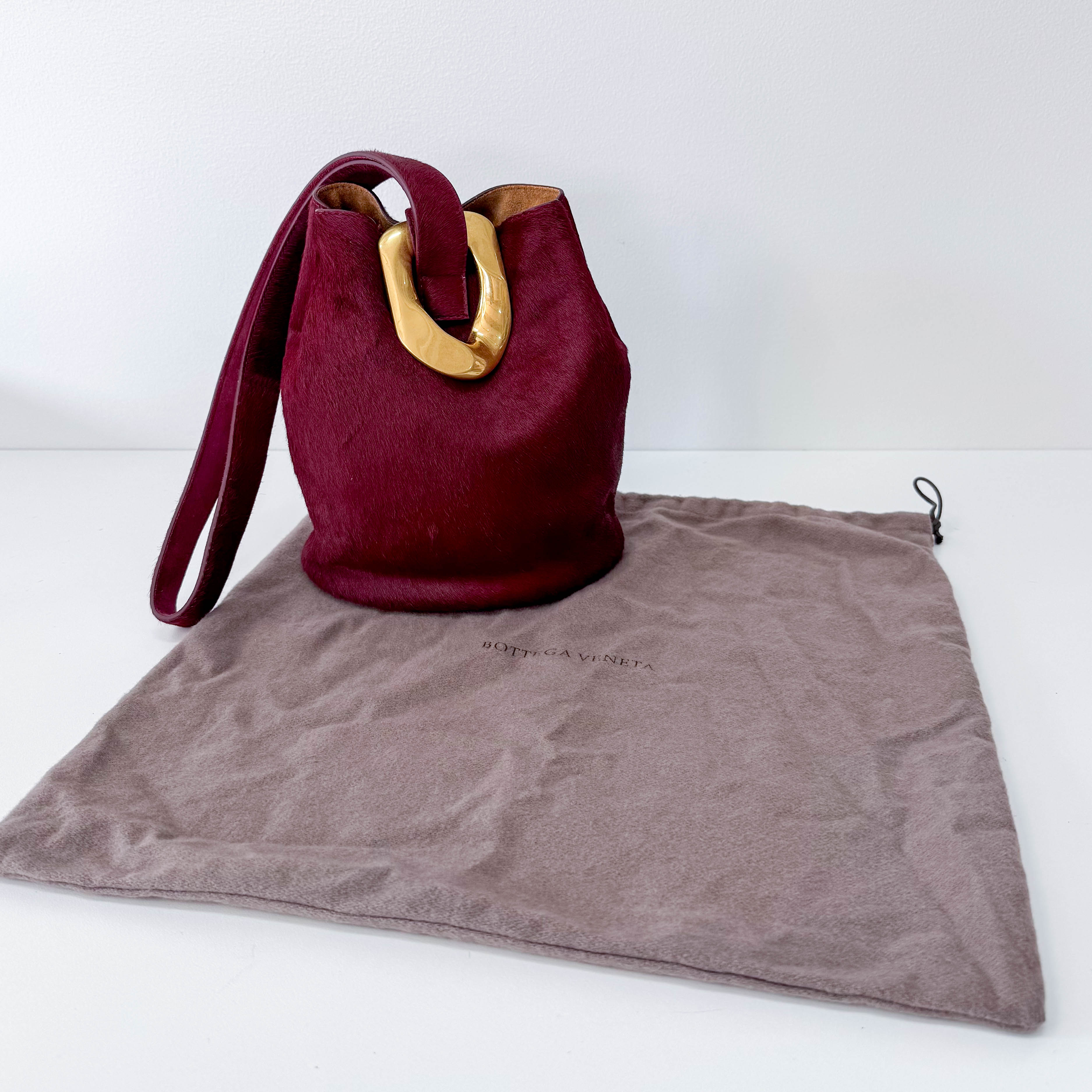 Drop Bucket Bag in Pony Hair with Metal Buckle Bag