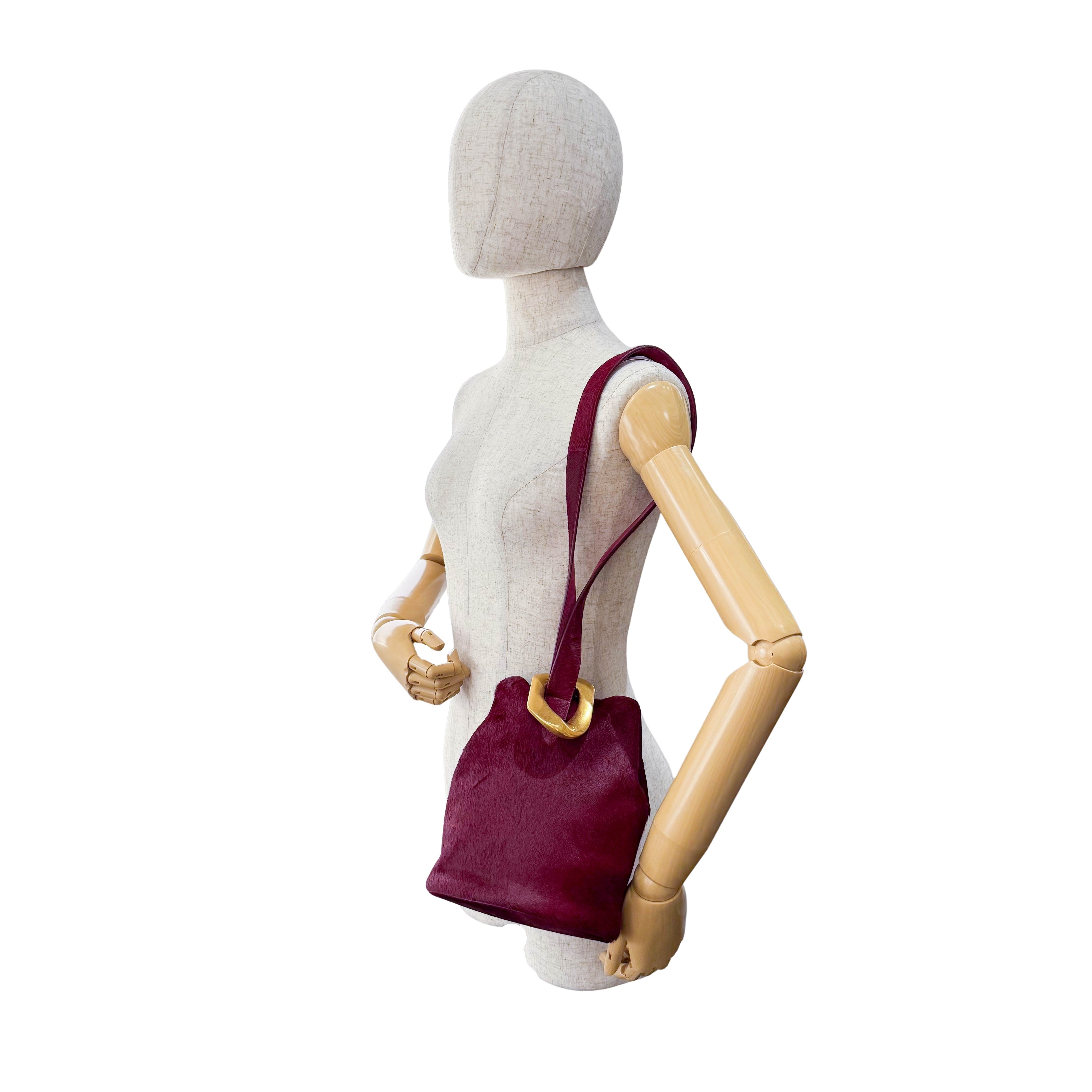 Drop Bucket Bag in Pony Hair with Metal Buckle Bag