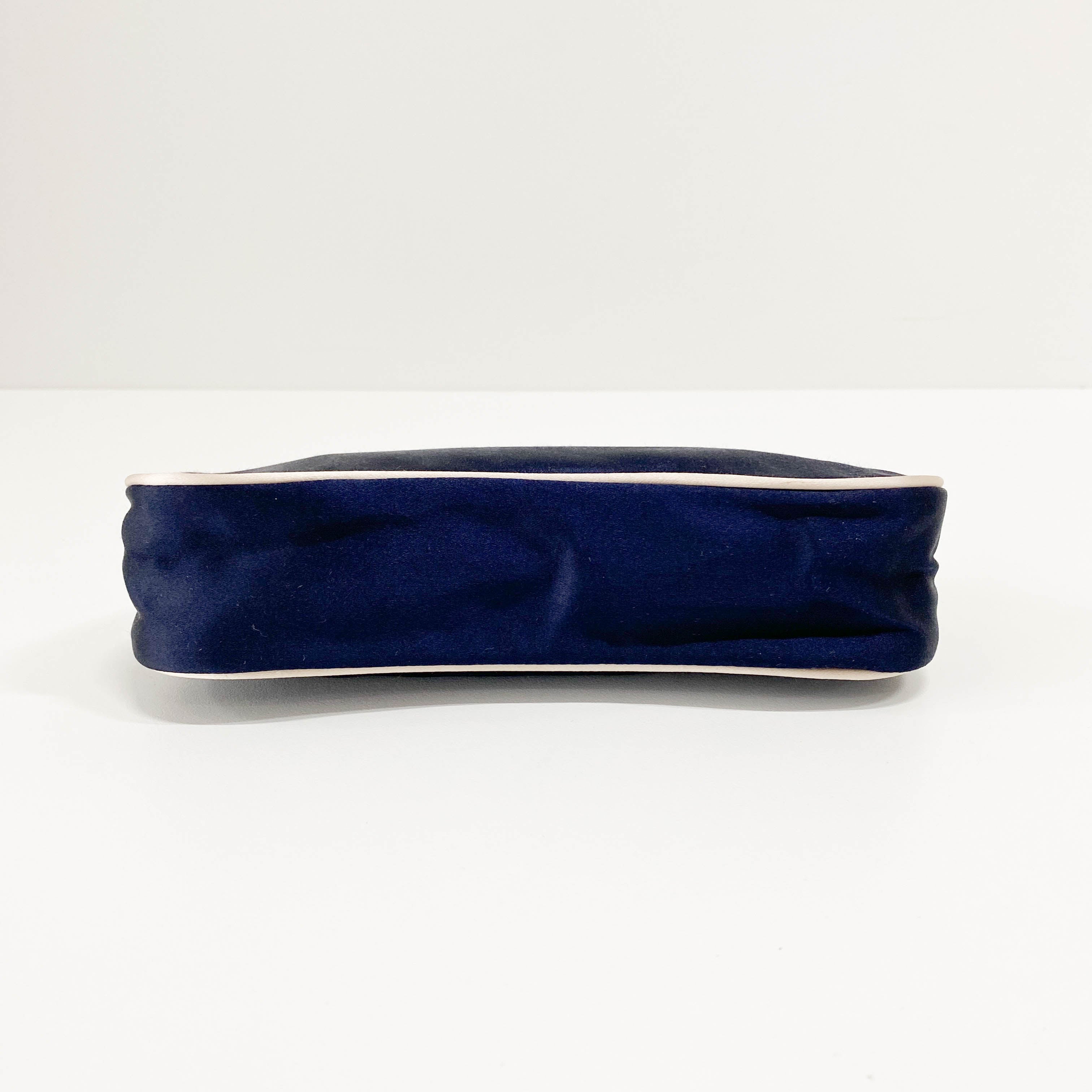 Mini Navy Satin Shoulder Accessory Bag