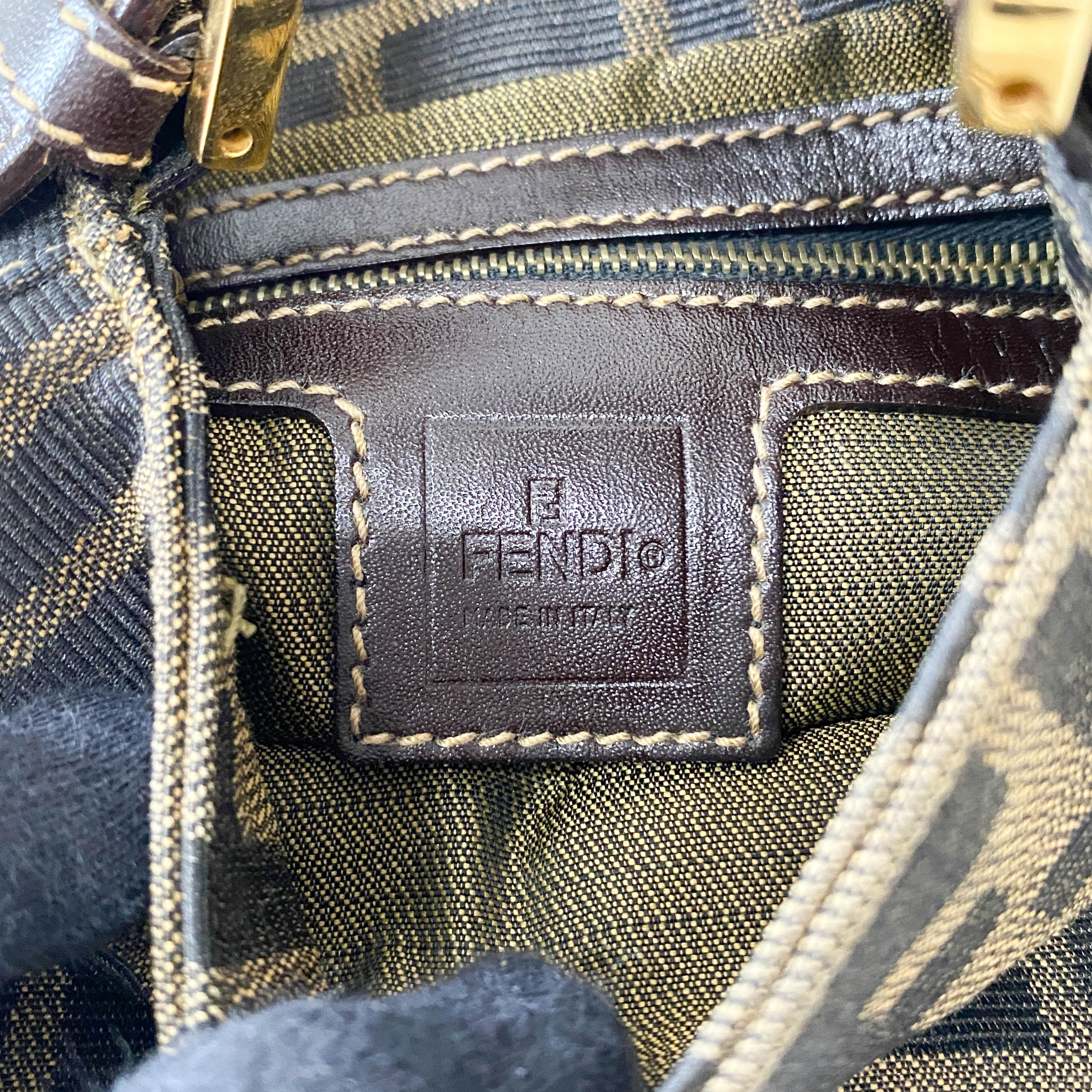 Mini Zucca Brown Canvas Shoulder Bag