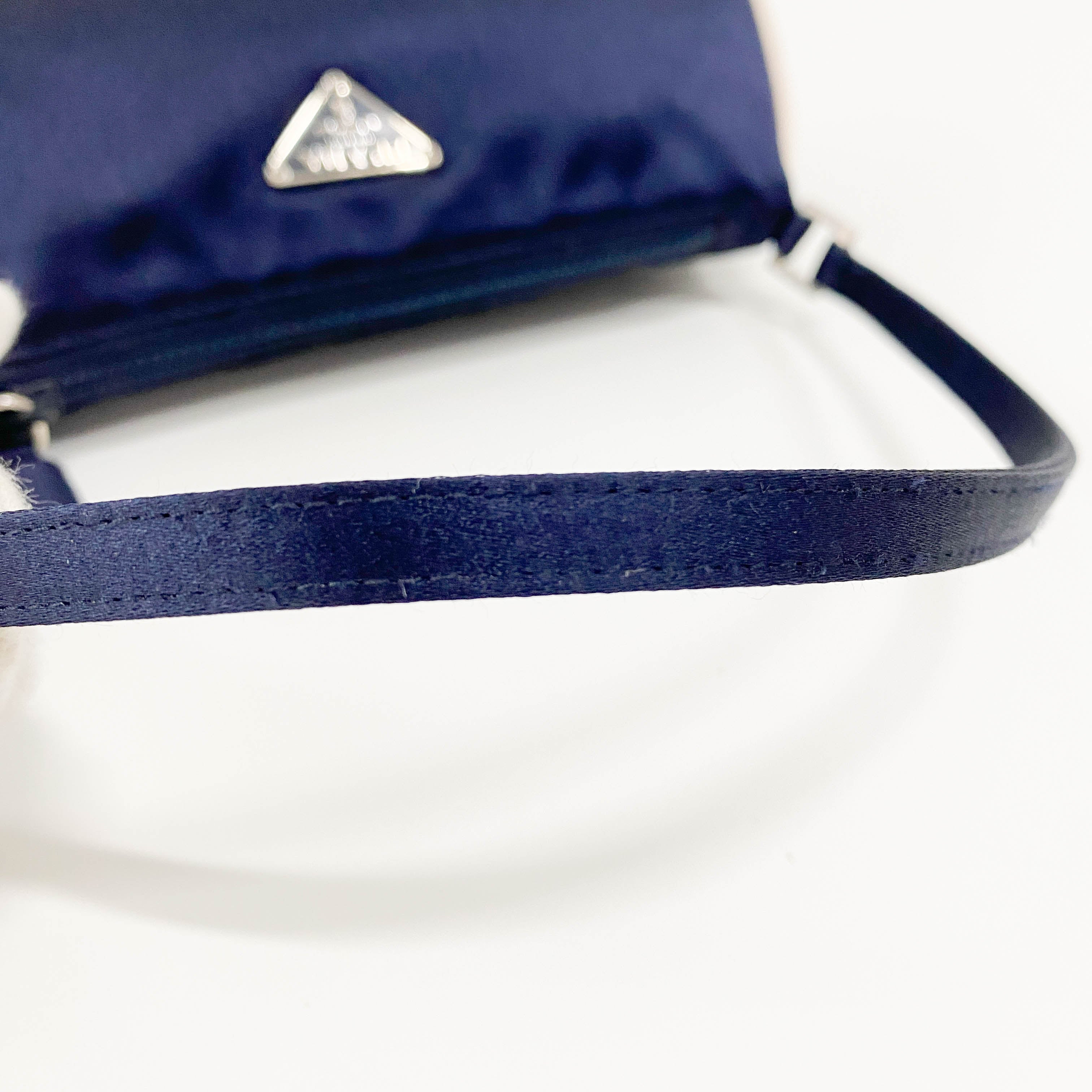 Mini Navy Satin Shoulder Accessory Bag